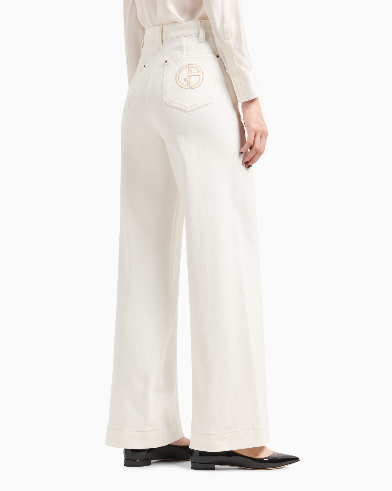 Pantalones anchos en denim de algodón elástico de la colección Denim Diapositiva 2