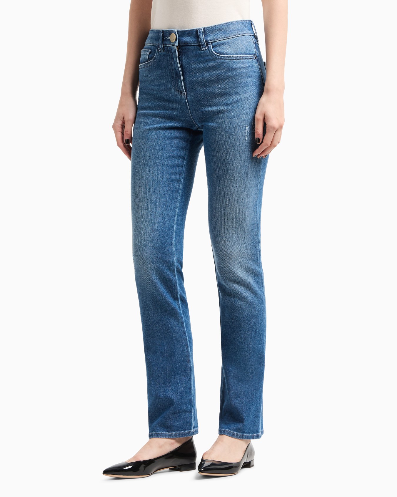 Pantalones de cinco bolsillos en denim de algodón elástico de la colección Denim Diapositiva 1