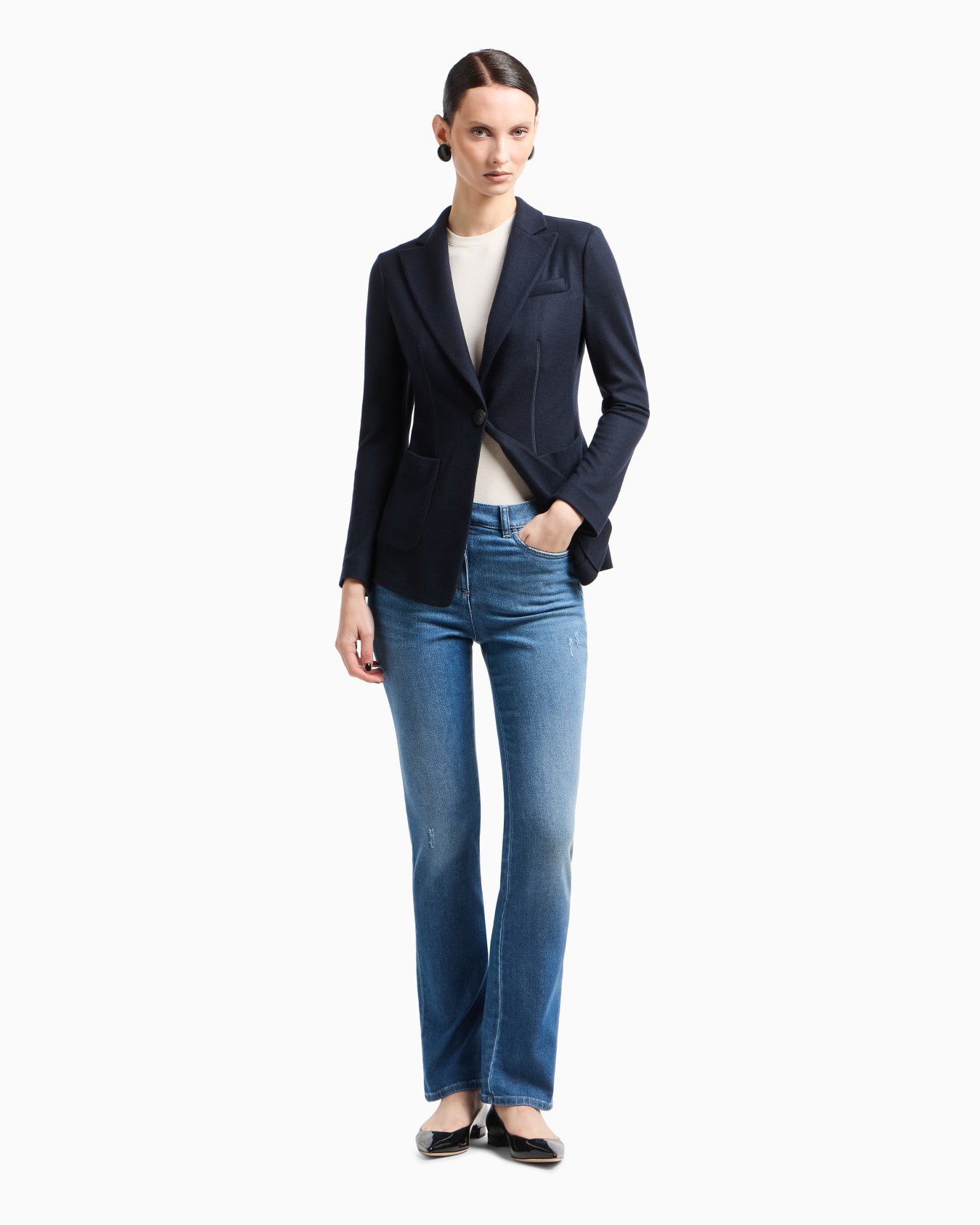 Pantalones de cinco bolsillos en denim de algodón elástico de la colección Denim Diapositiva 3