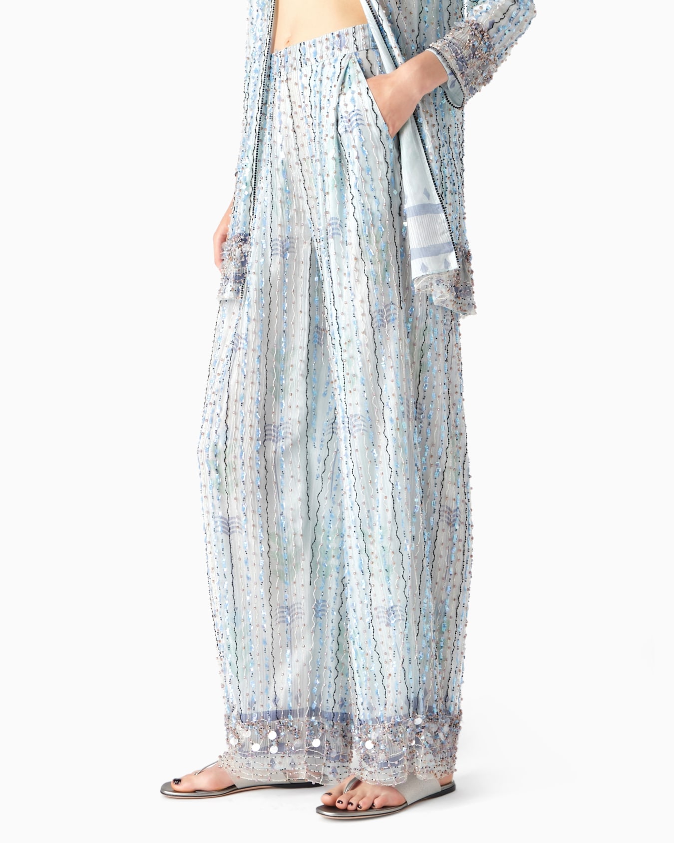 Pantalon ample en tulle avec broderie Diapositive 1