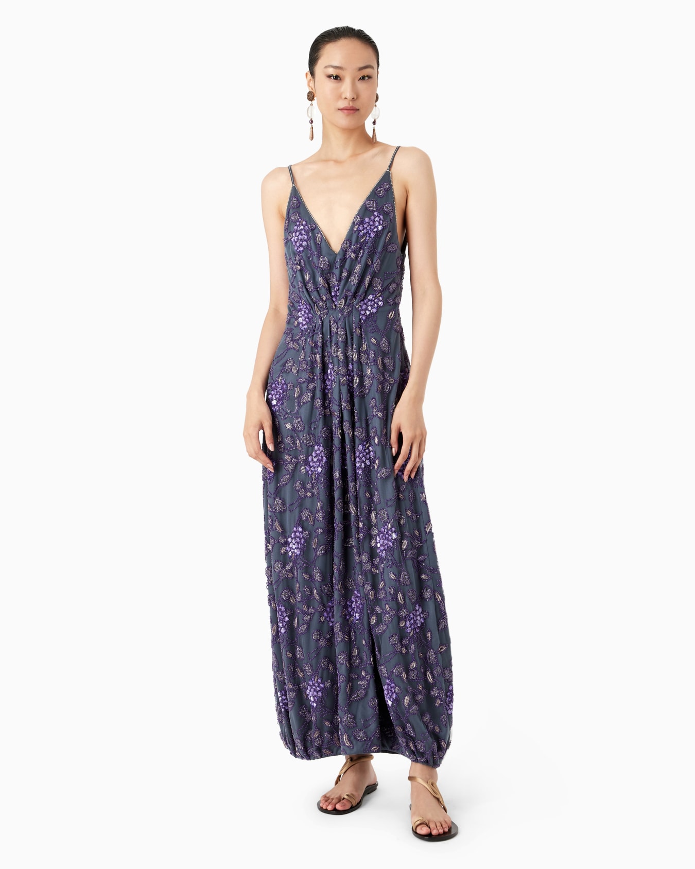 Embroidered long dress Slide 1