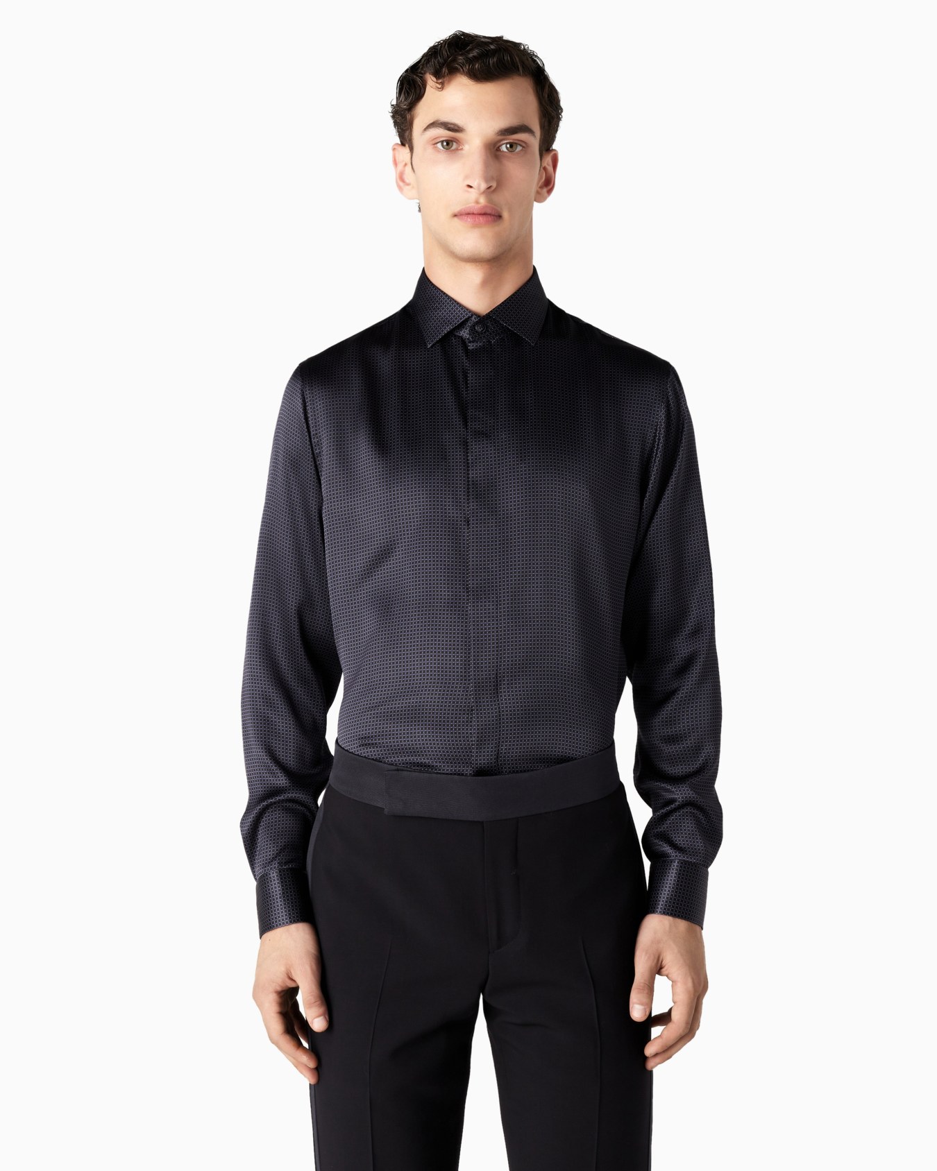 Camicia regular fit in seta stampata Slide 1