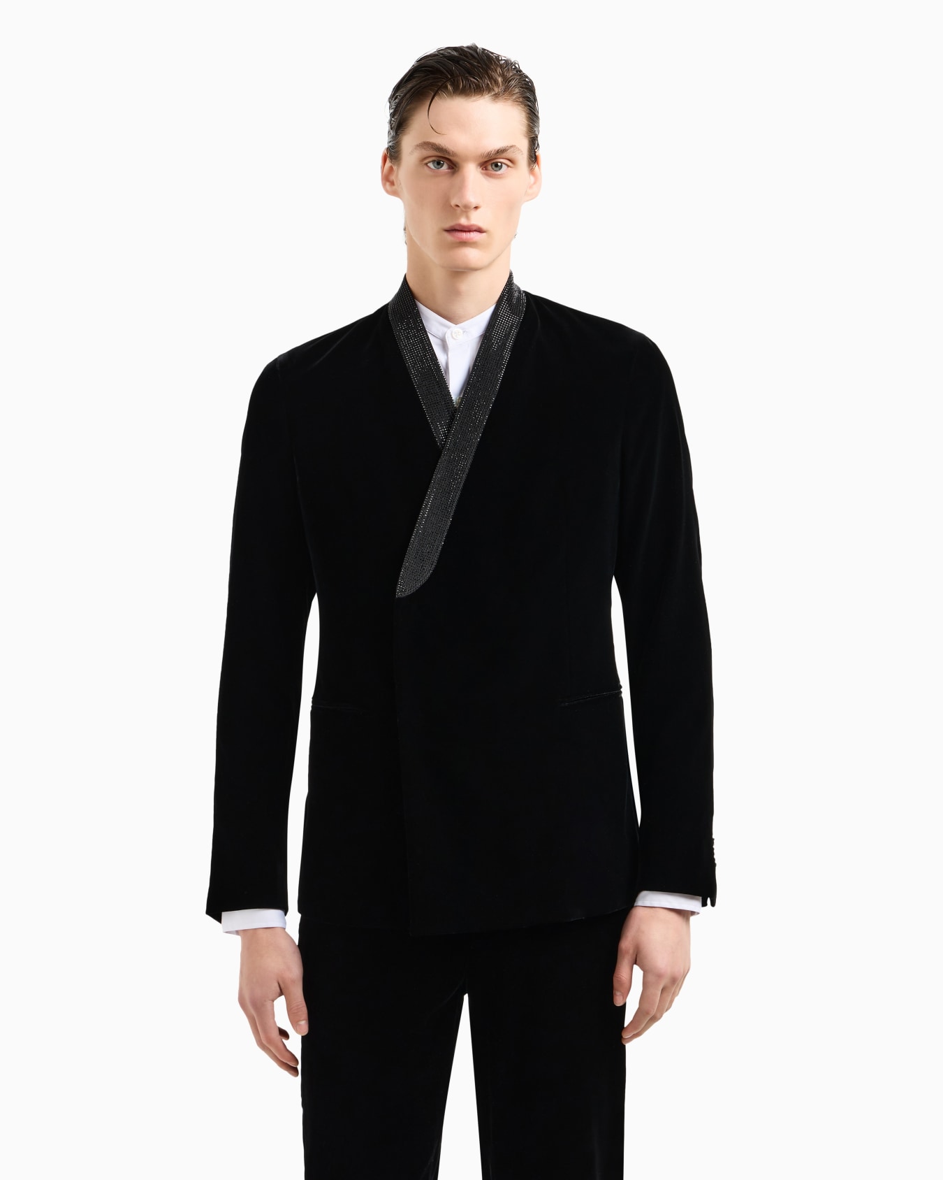 Double-breasted Giorgio’s jacket in stretch velvet Slide 3