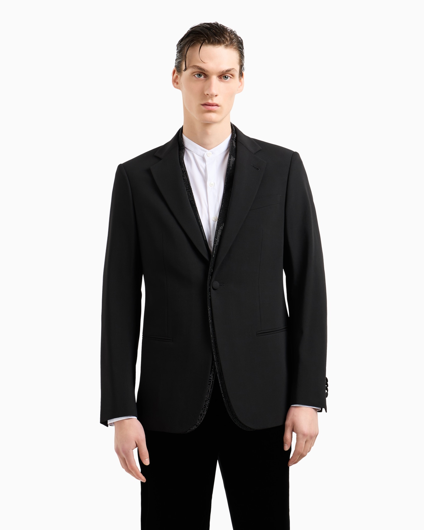 Giorgio’s jacket single-breasted jacket in wool crêpe with rhinestone detail Slide 4