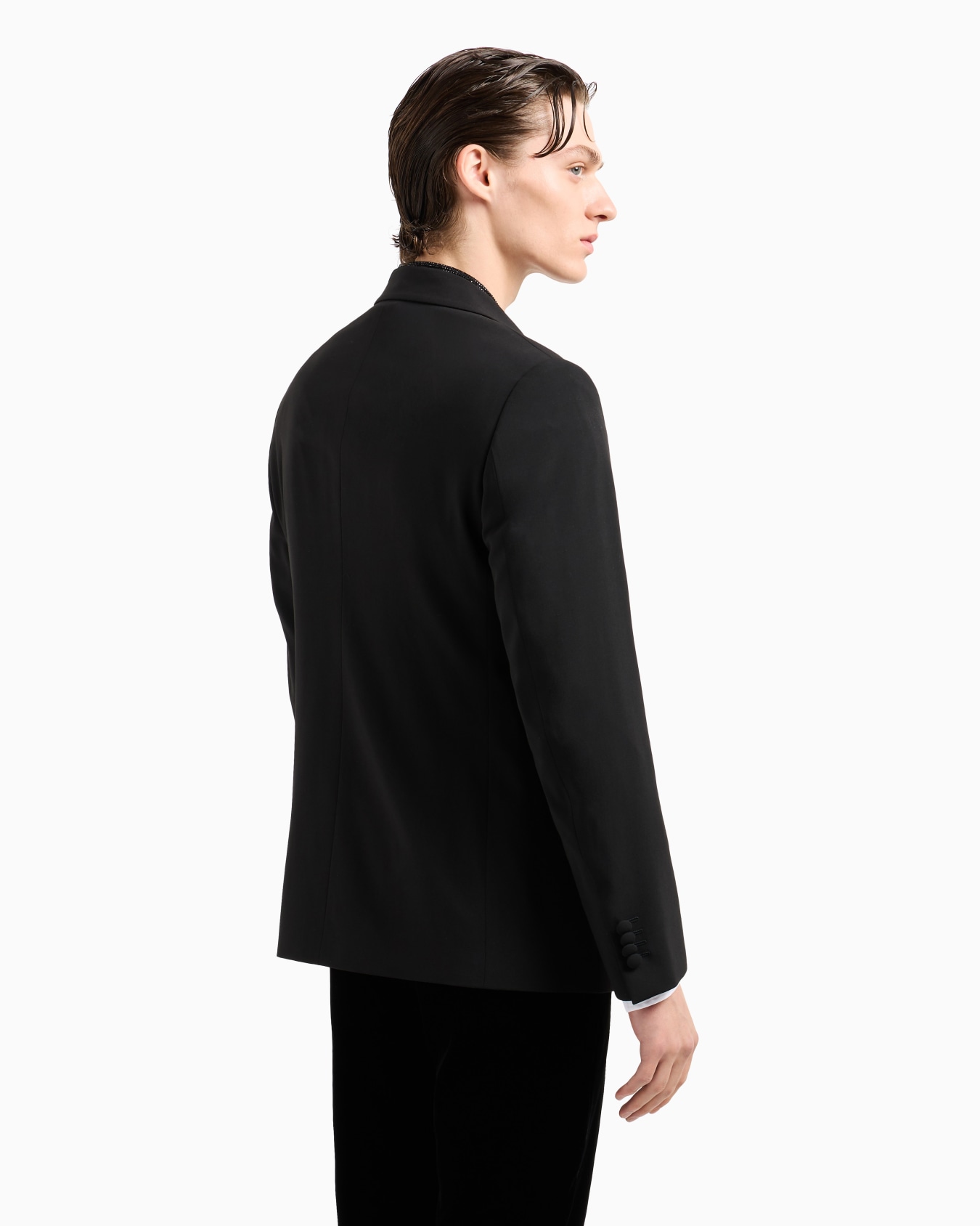 Giorgio’s jacket single-breasted jacket in wool crêpe with rhinestone detail Slide 3
