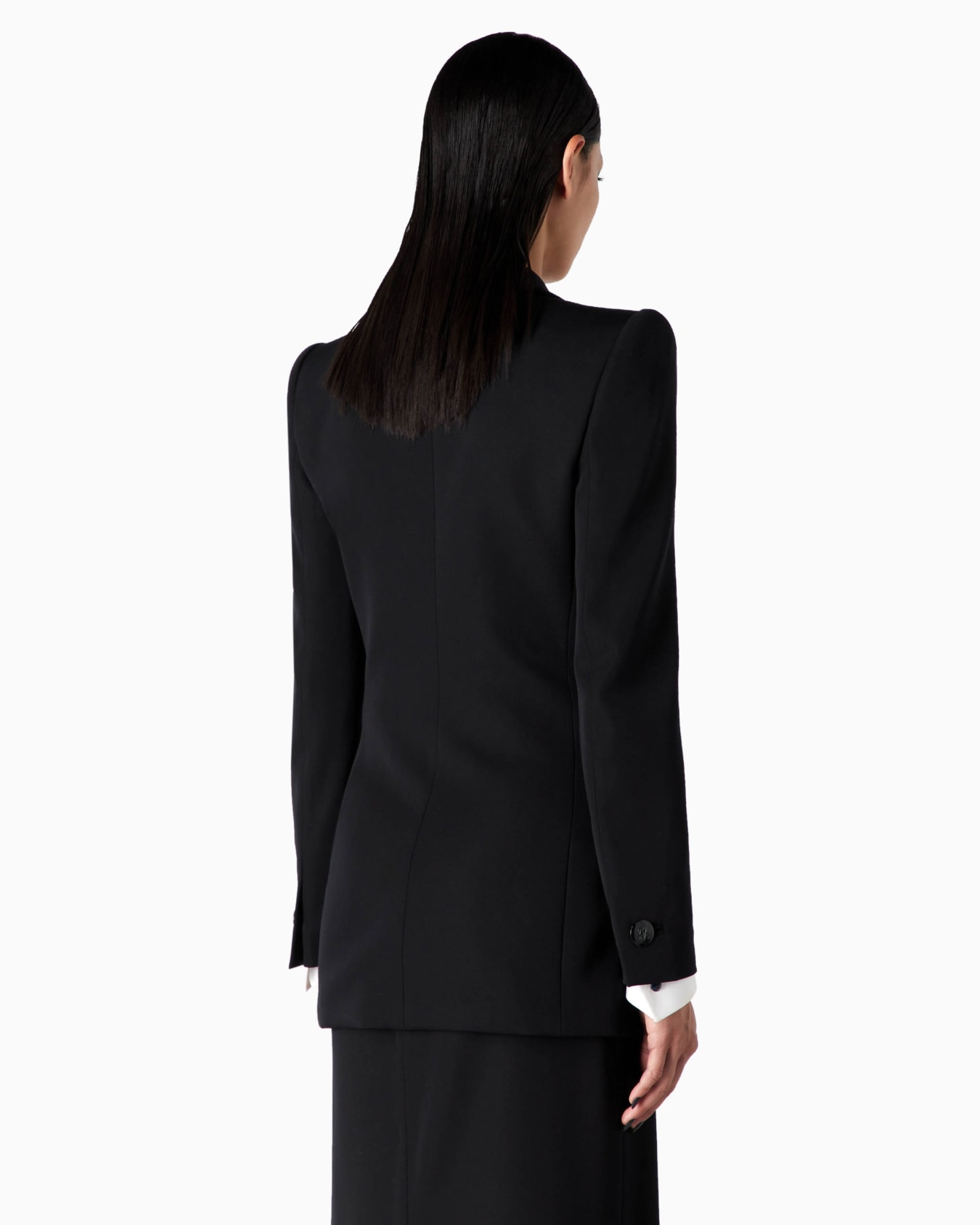 Chaqueta de abotonadura sencilla en grain de poudre de lana y terciopelo Diapositiva 2