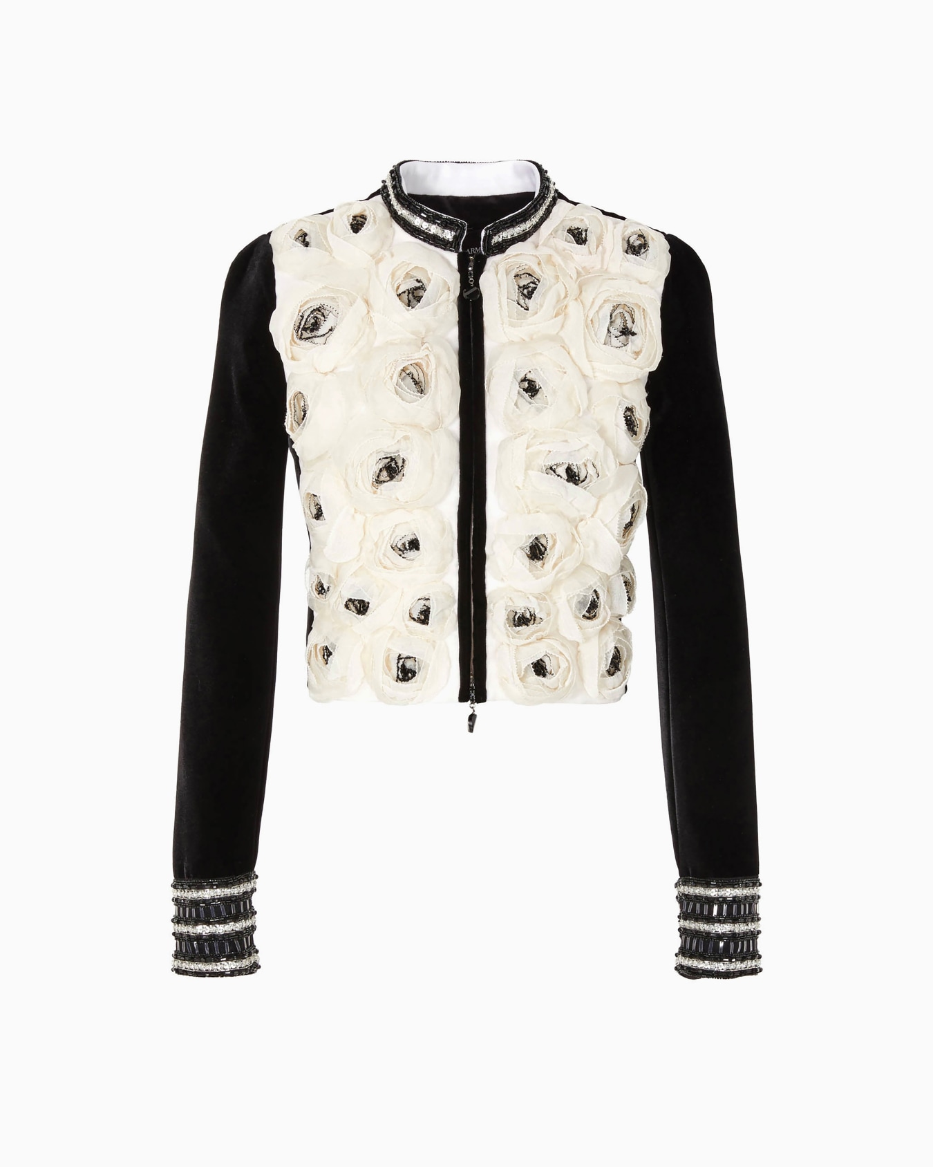 Short velvet jacket with embroidered roses Slide 0