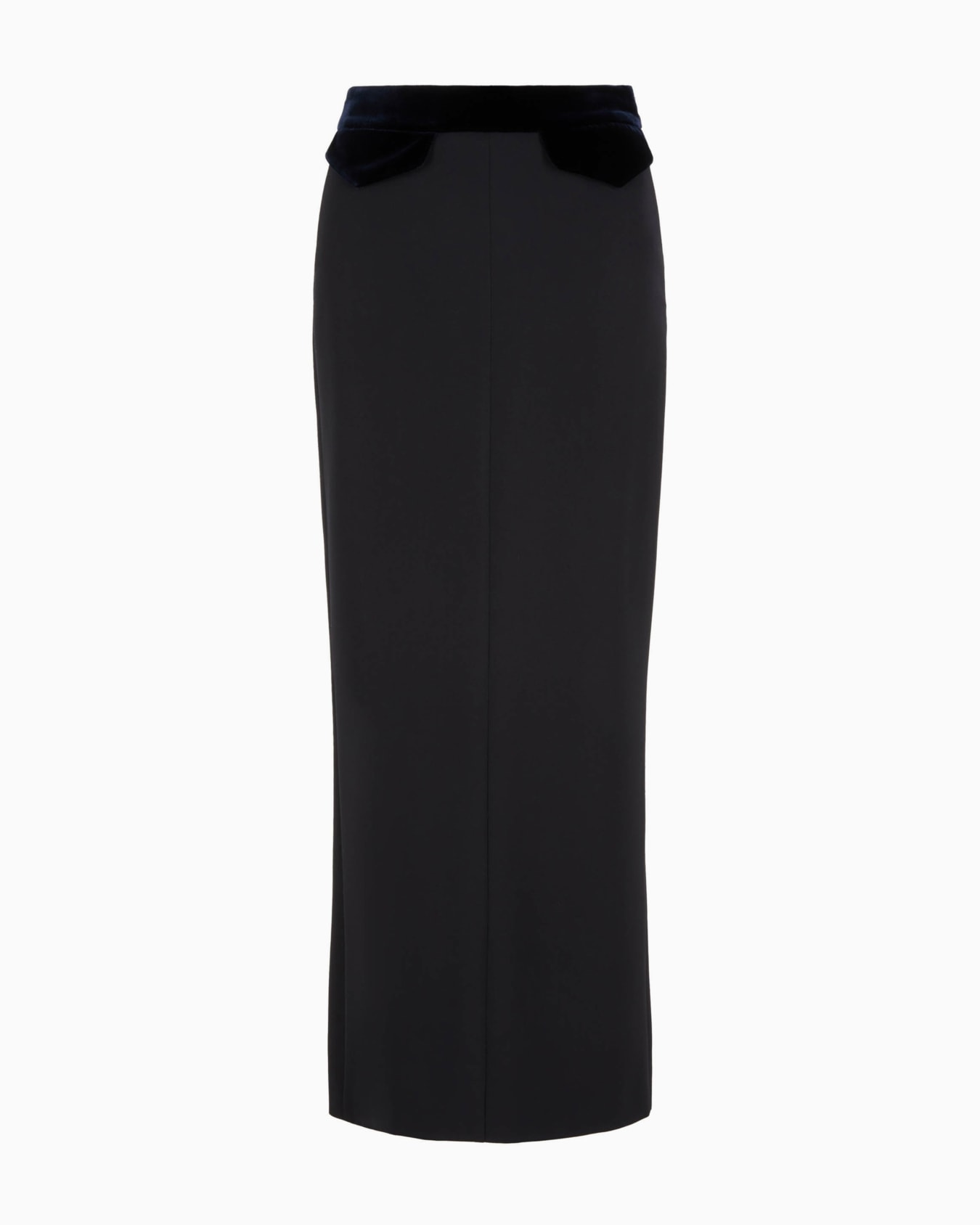 Barathea wool and velvet midi skirt Slide 0