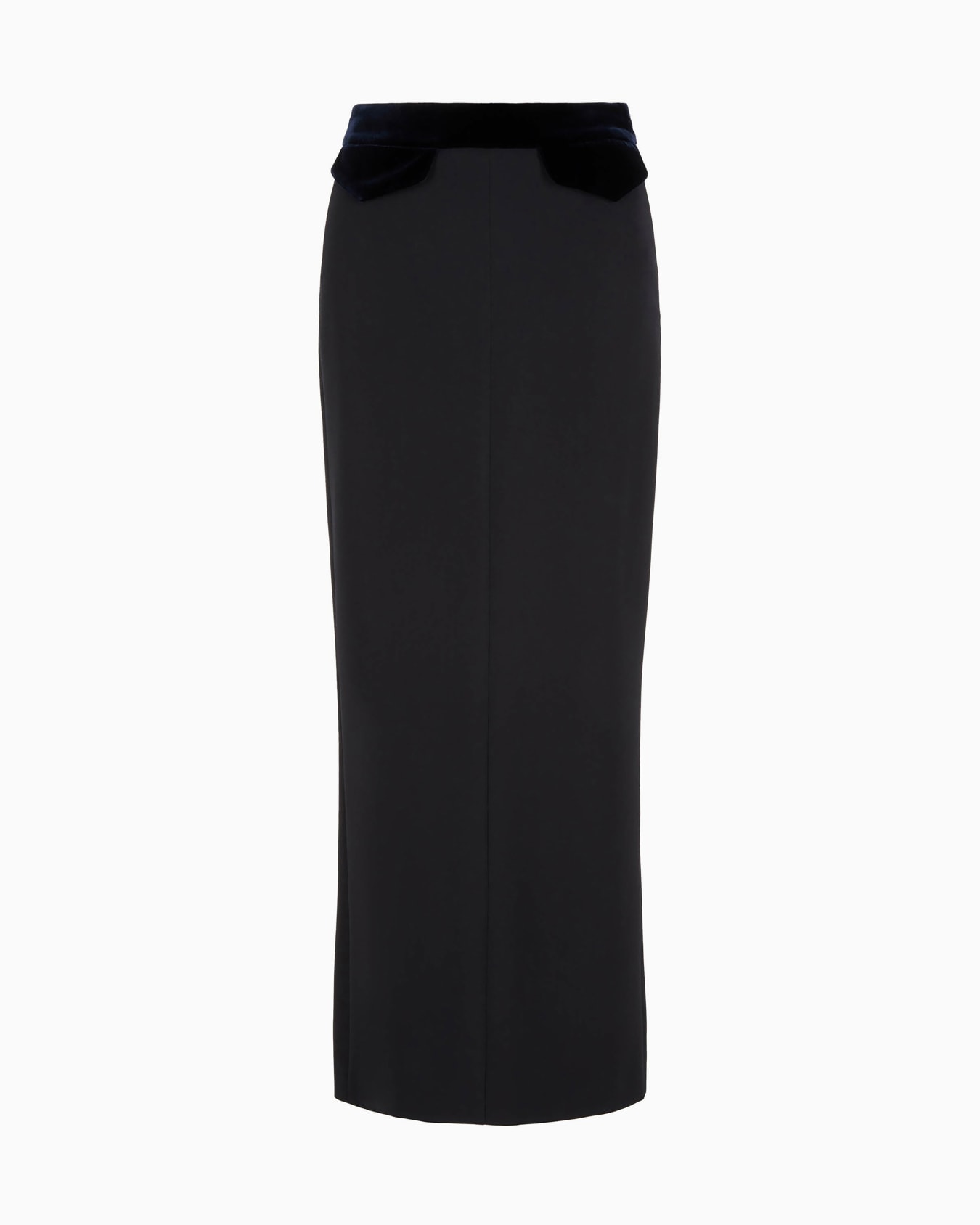 Barathea wool and velvet midi skirt Slide 0