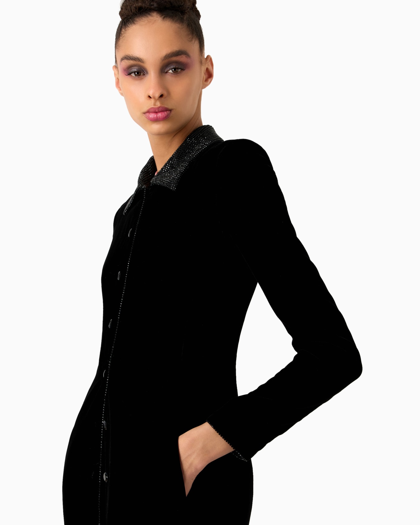 Cappotto lungo monopetto in velluto Slide 5