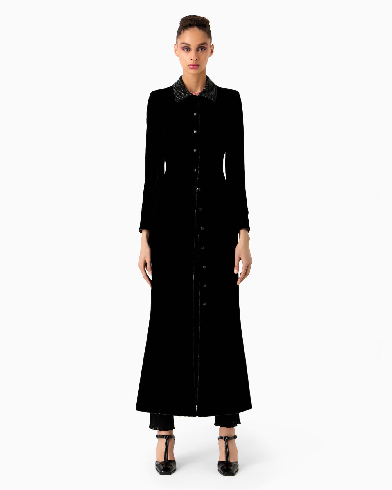 Cappotto lungo monopetto in velluto Slide 2
