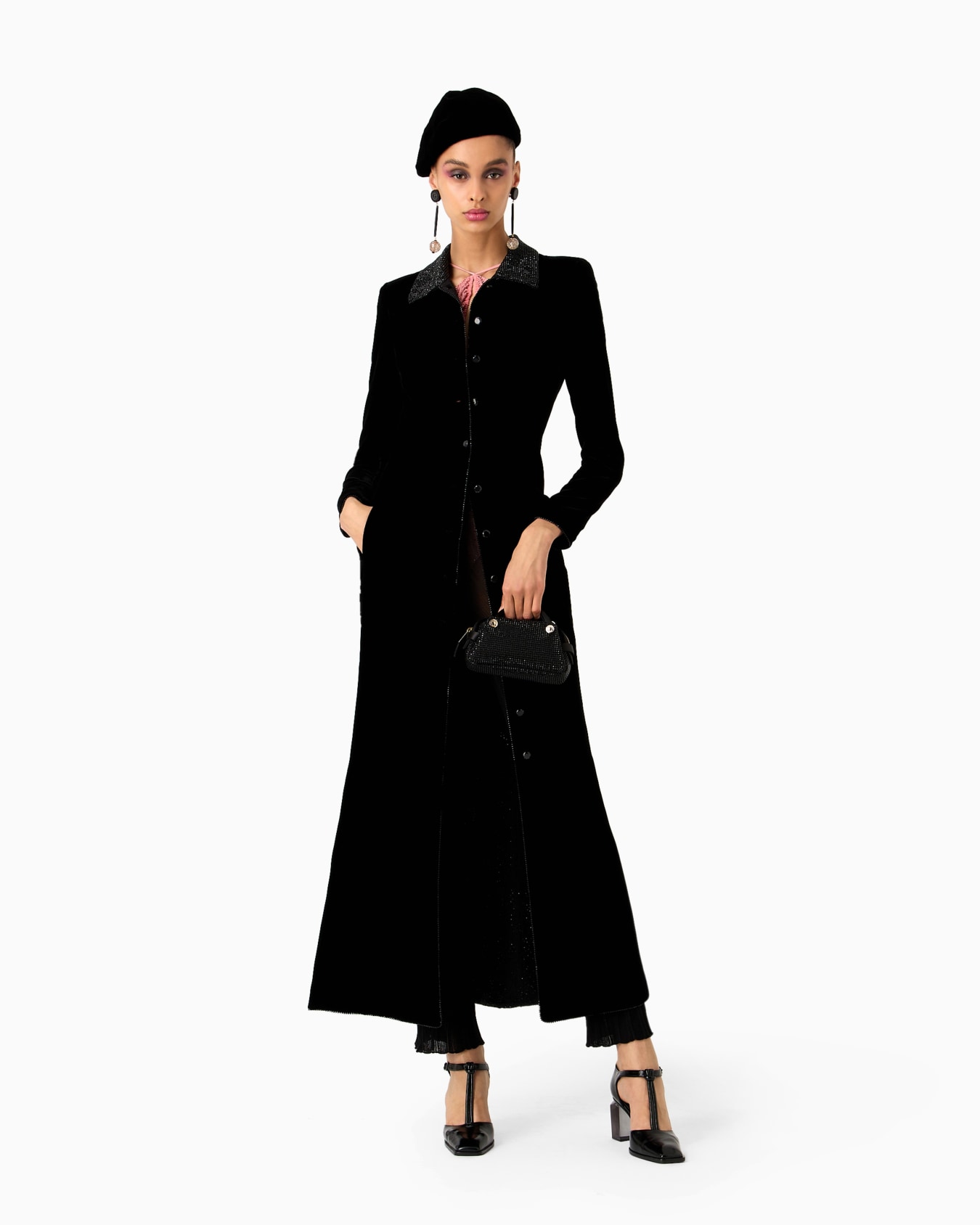 Cappotto lungo monopetto in velluto Slide 4