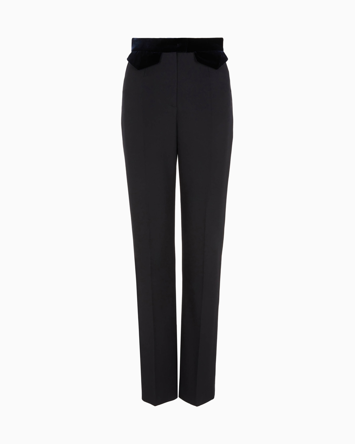 Straight trousers in barathea virgin wool and velvet Slide 0