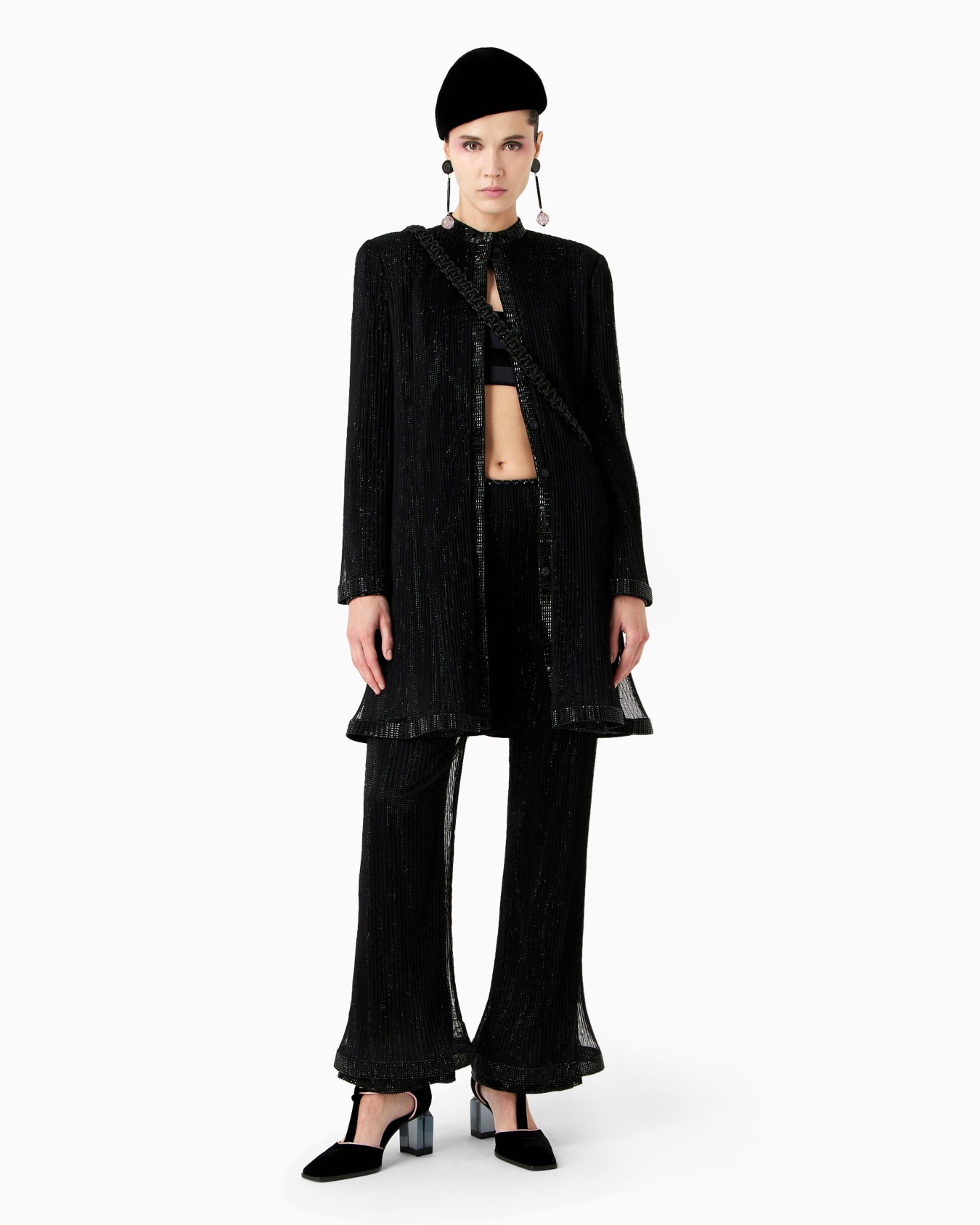 Pantalon en tulle plissé avec broderie de cristaux Diapositive 4