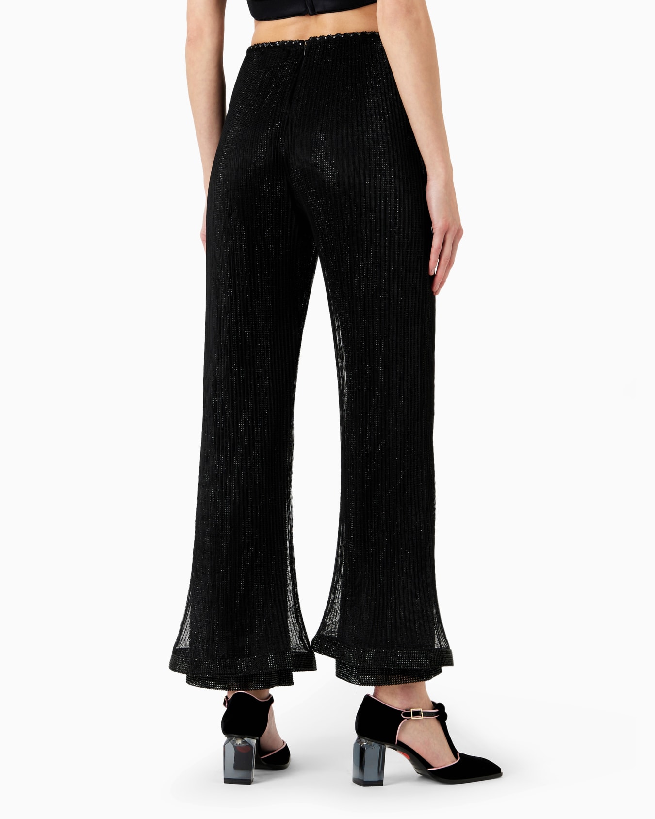 Pantalon en tulle plissé avec broderie de cristaux Diapositive 3