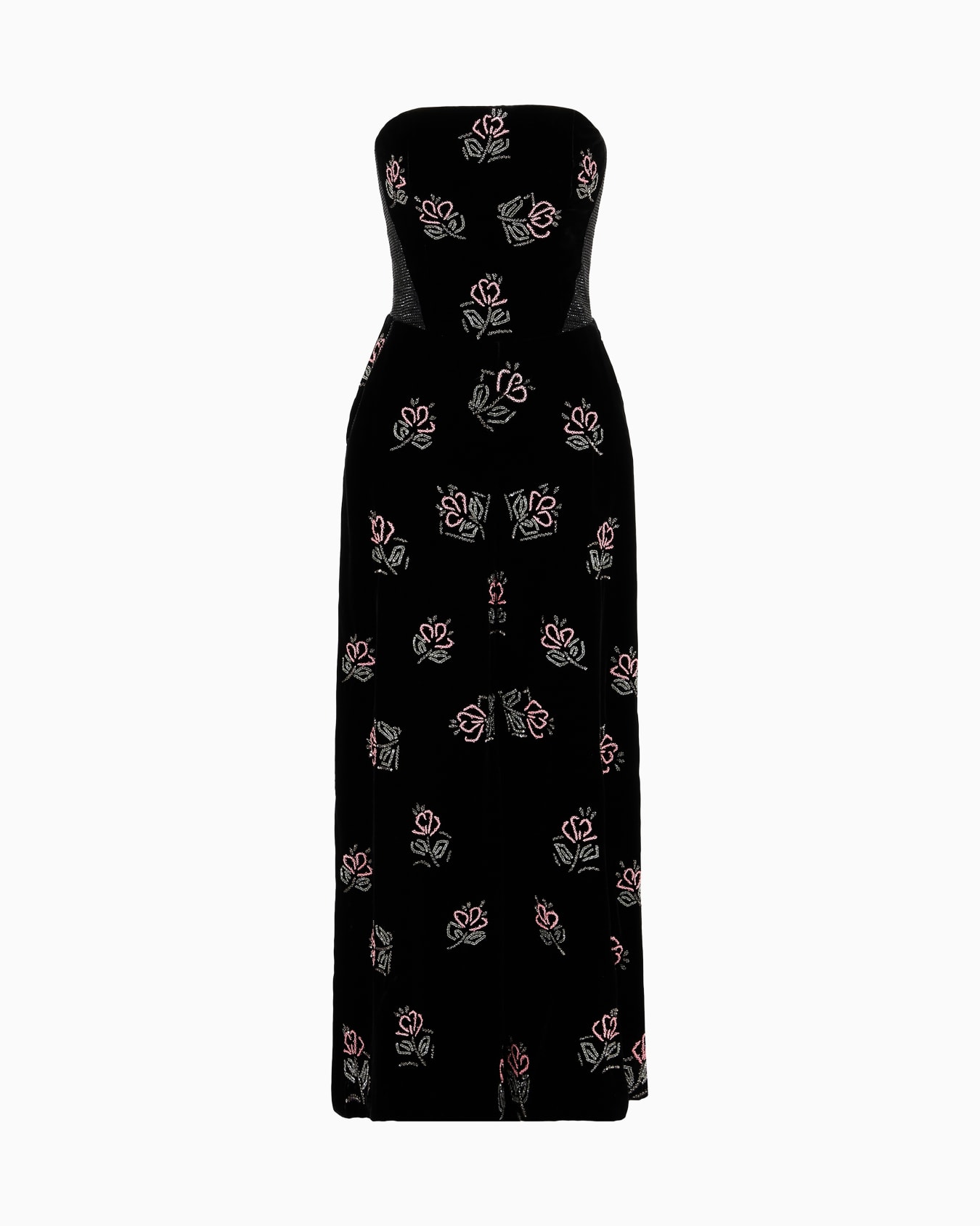 Combinaison bustier en velours avec broderie florale Diapositive 0