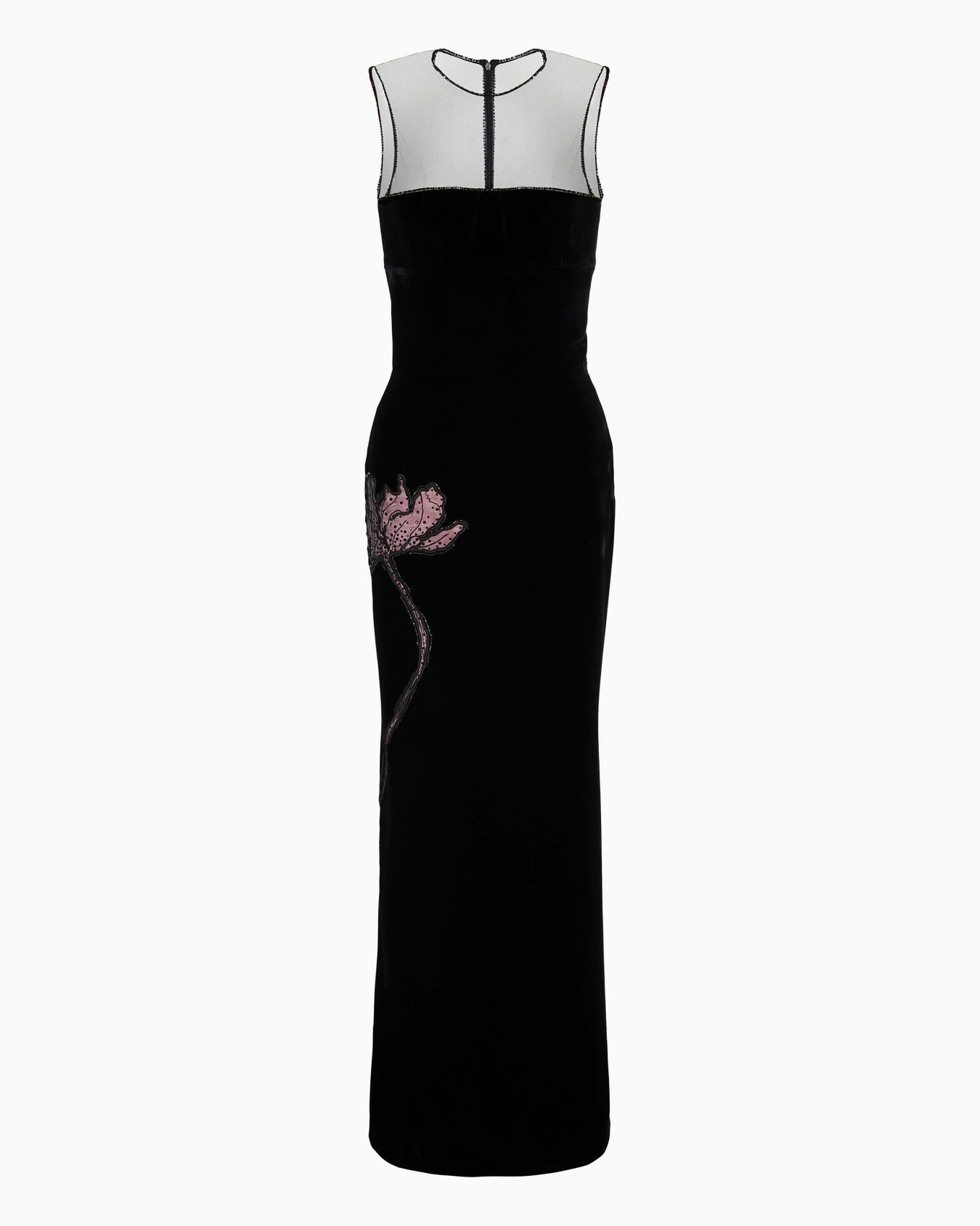 Long velvet dress with floral embroidery Slide 0