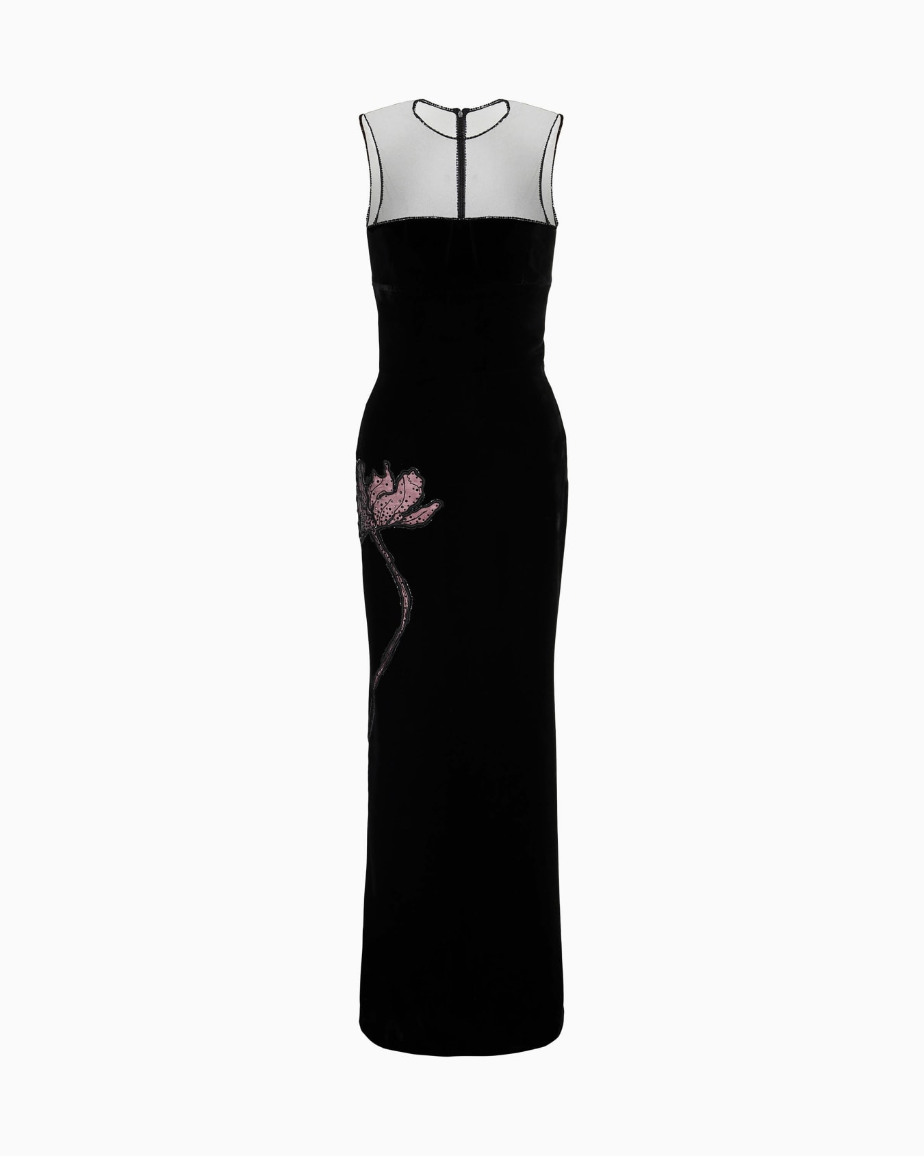 Long velvet dress with floral embroidery Slide 0