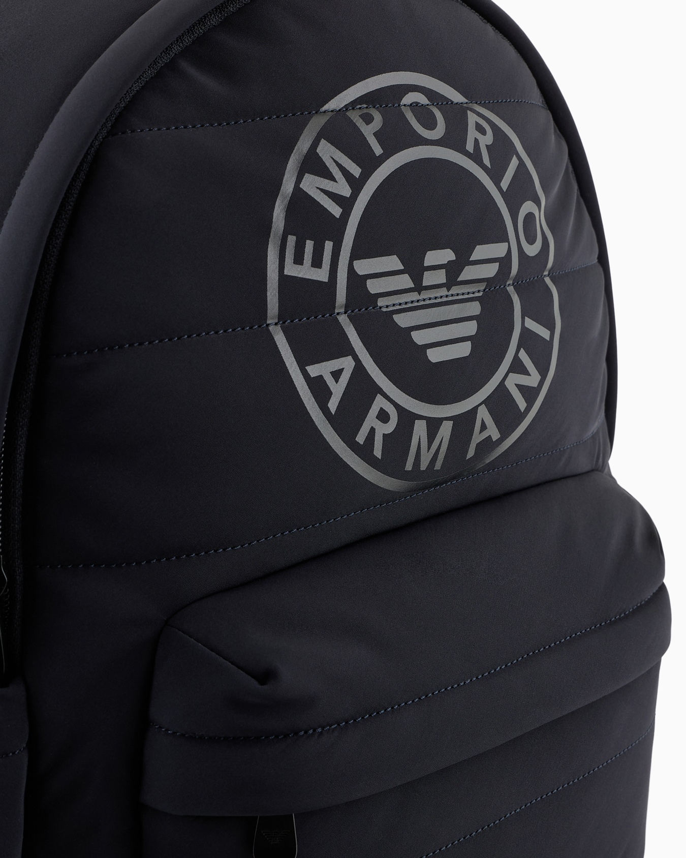 Multi-pocket backpack in quilted fabric with oversized logo Slide 4