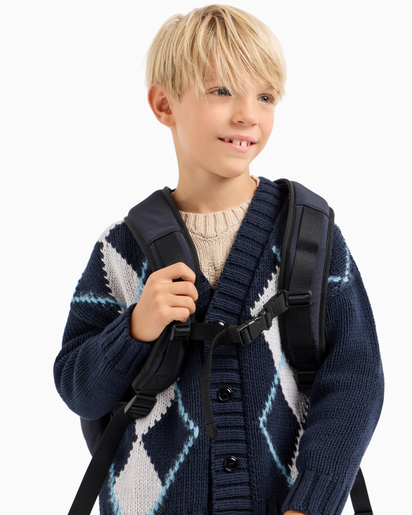 Multi-pocket backpack in quilted fabric with oversized logo Slide 5