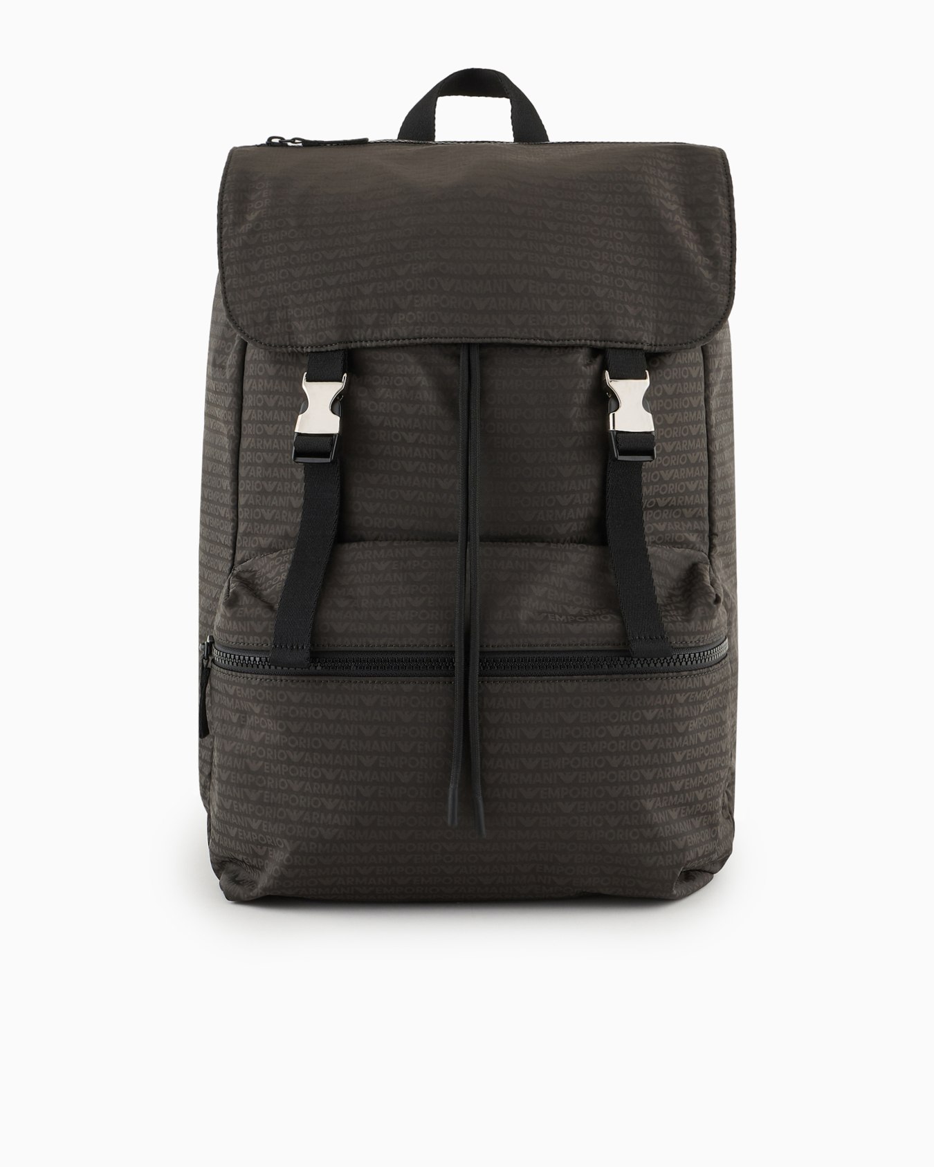 Nylon backpack with straps and all-over logo lettering Slide 0