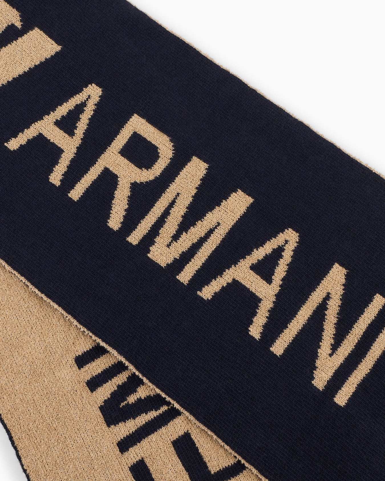 Écharpe en laine et coton mélangés avec grand logo jacquard Diapositive 1