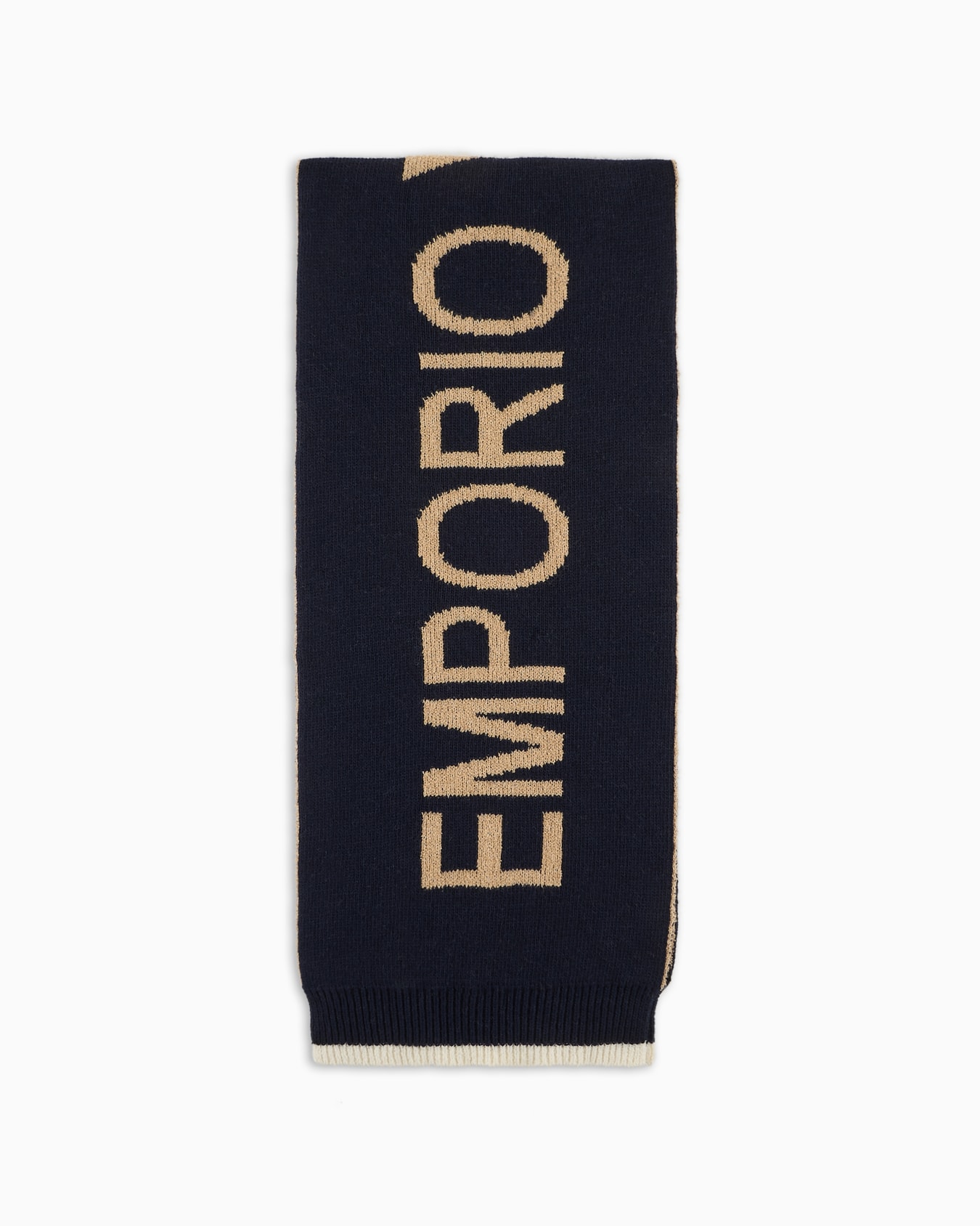 Écharpe en laine et coton mélangés avec grand logo jacquard Diapositive 0