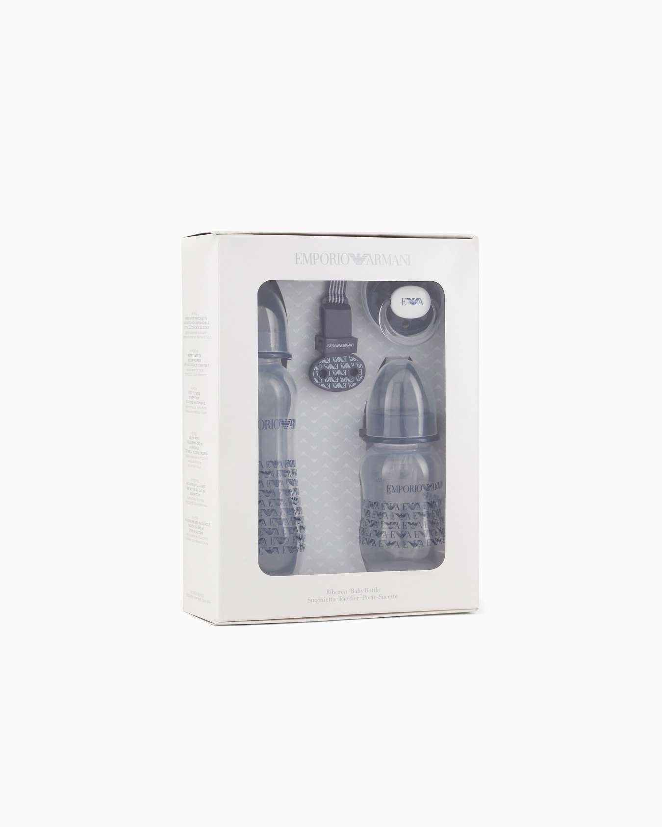 Coffret puericulture avec 2 biberons une tetine et un attache tetine a clip