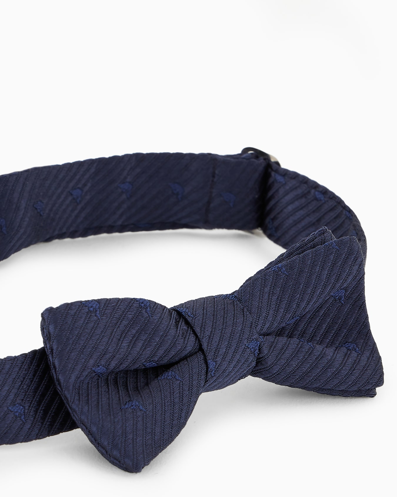 Pure silk jacquard striped bow tie with micro eagles Slide 1