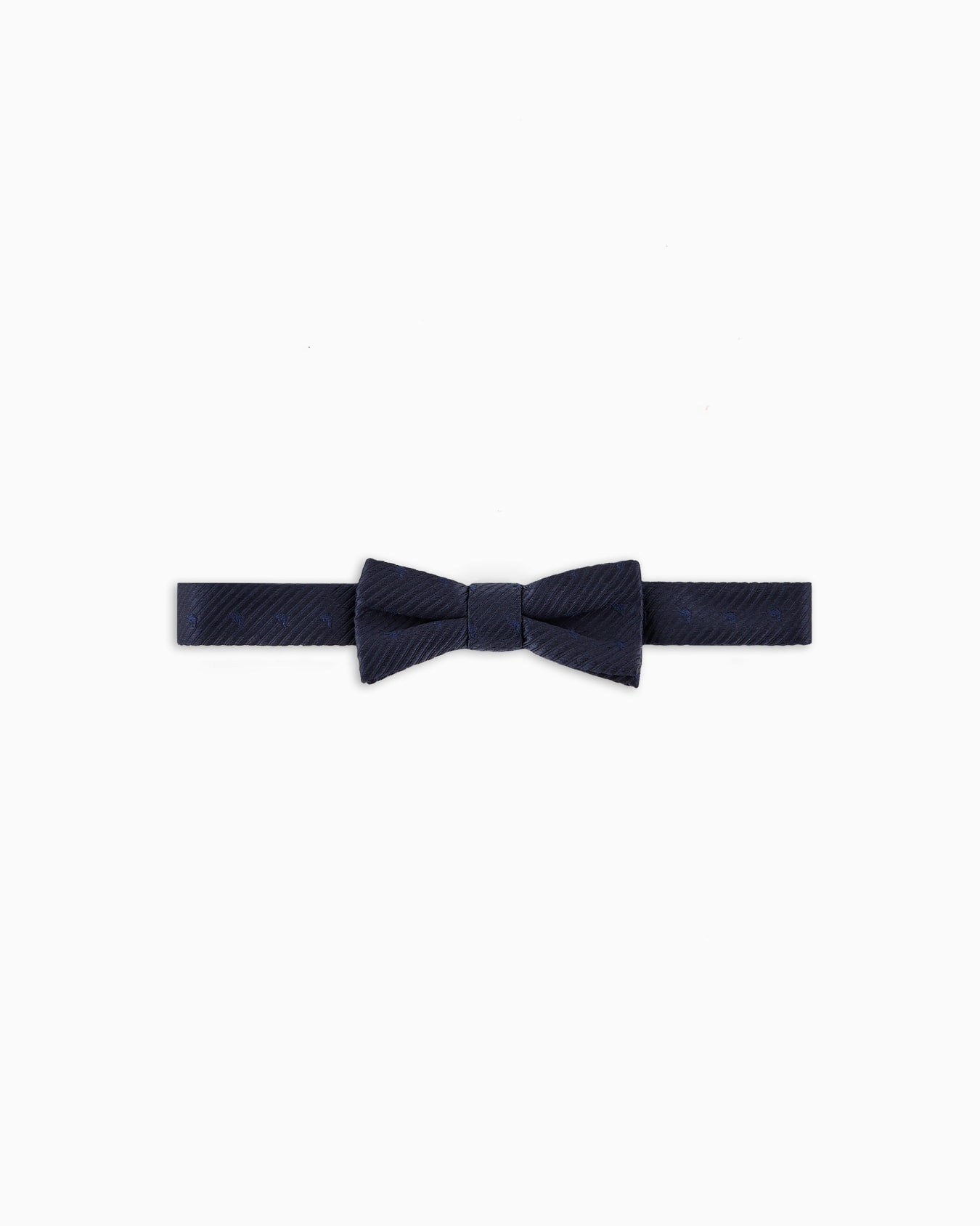 Pure silk jacquard striped bow tie with micro eagles Slide 0