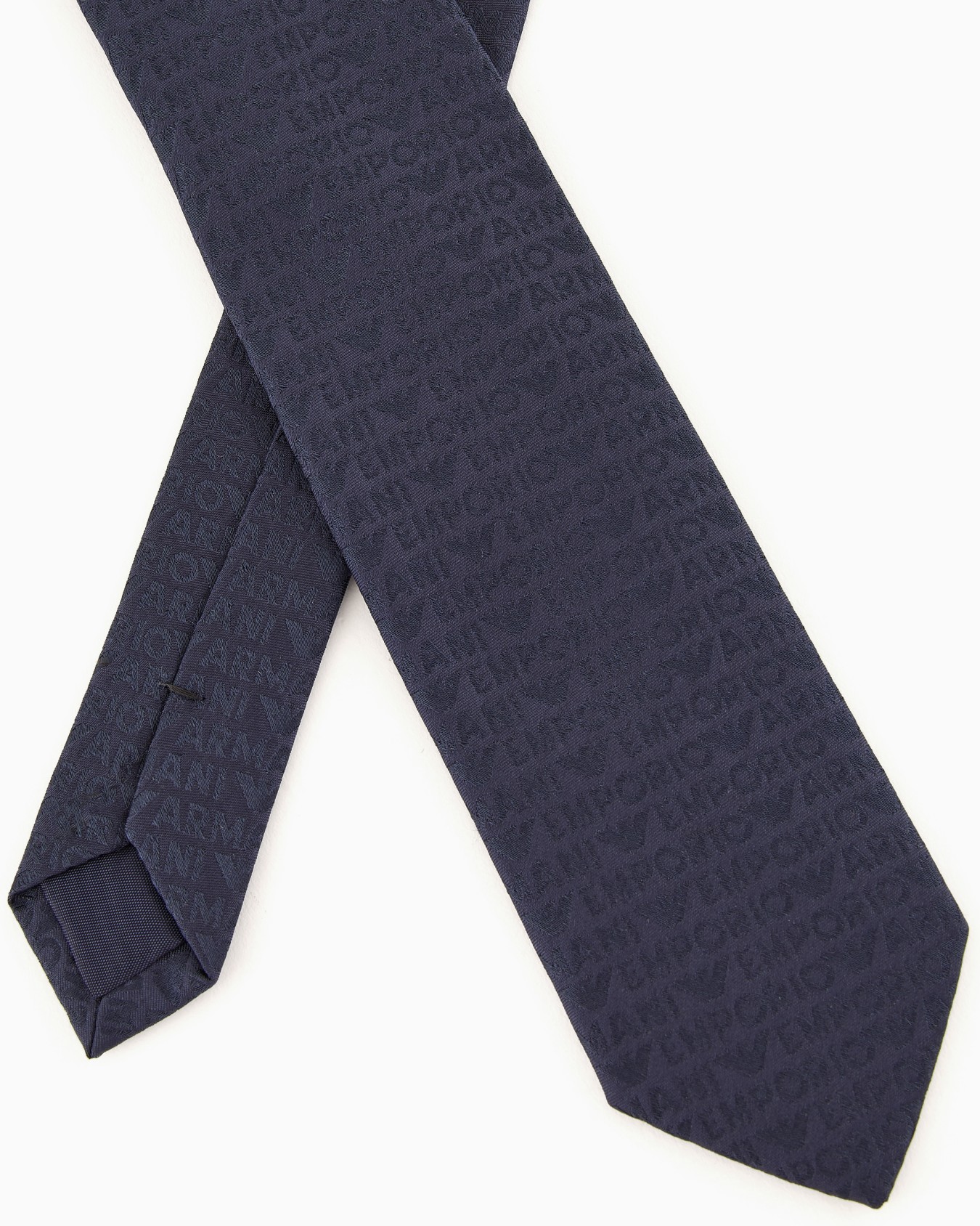 Pure silk tie with all-over jacquard logo lettering Slide 1