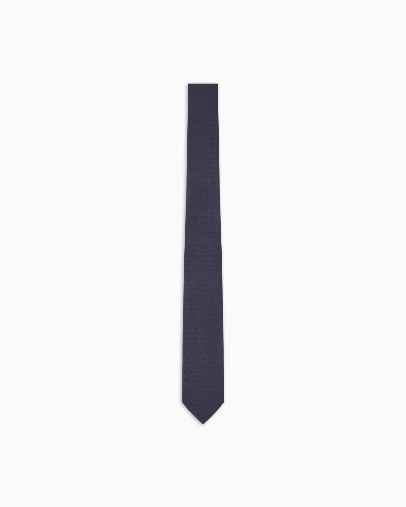 Pure silk tie with all-over jacquard logo lettering Slide 0