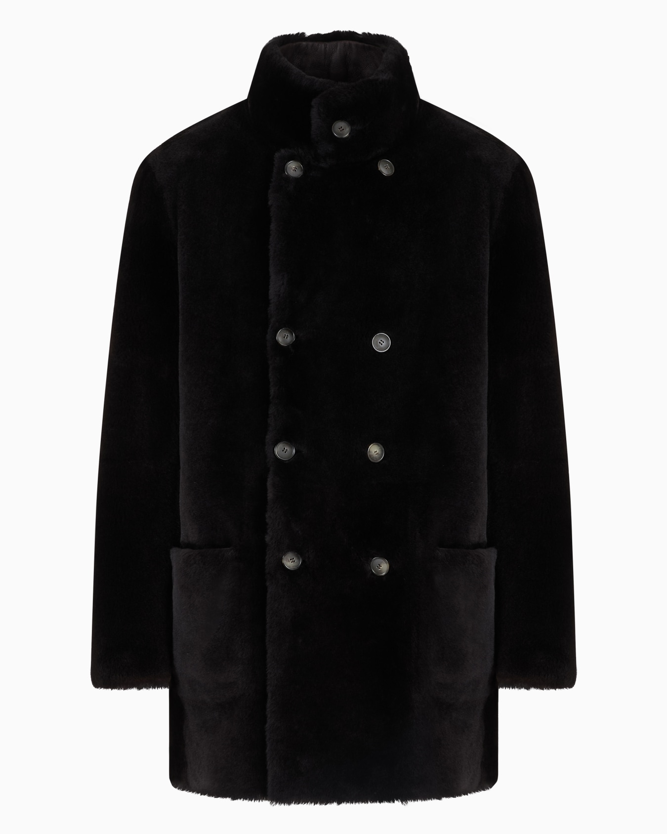 Reversible, double-breasted sheepskin pea coat Slide 0