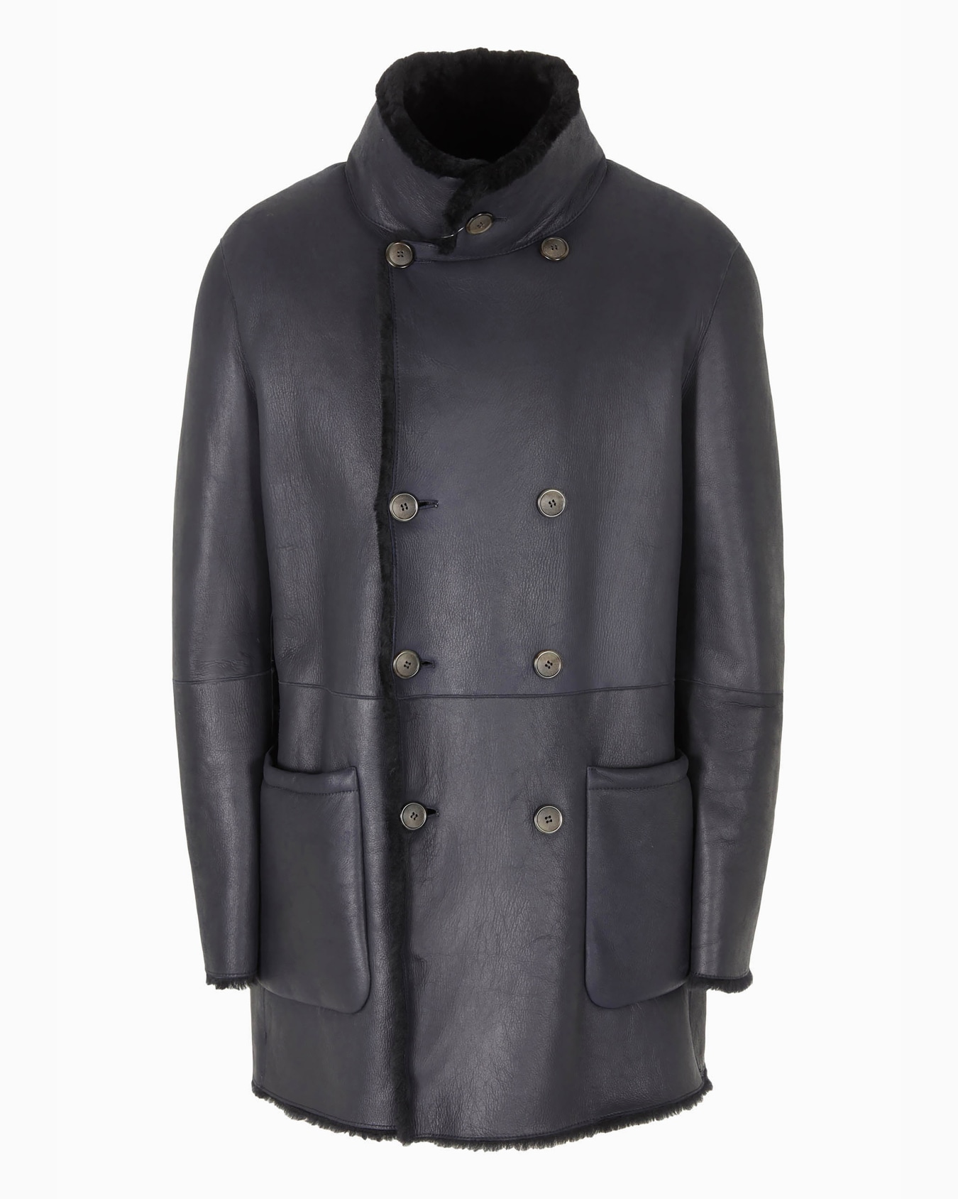 Reversible, double-breasted sheepskin pea coat Slide 0