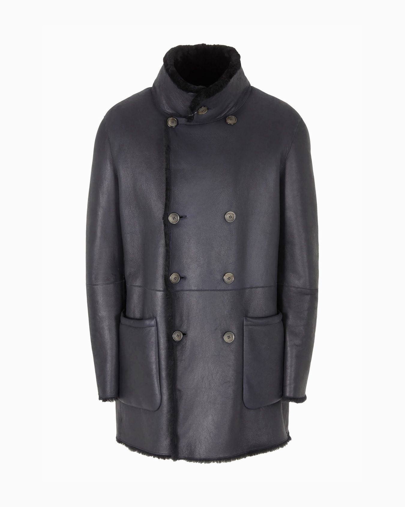 Reversible, double-breasted sheepskin pea coat Slide 0