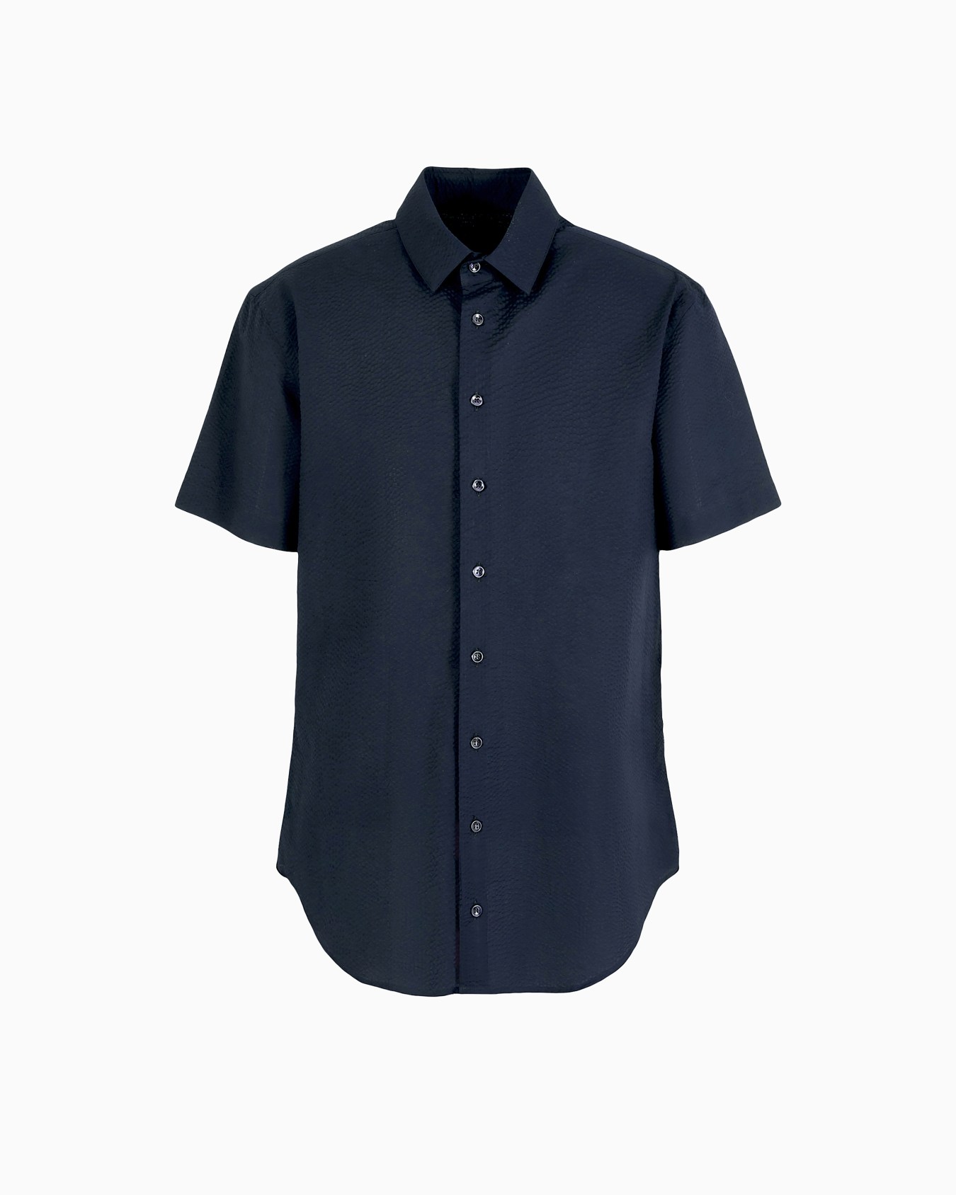 Cotton seersucker shirt in a regular fit with short sleeves Slide 0