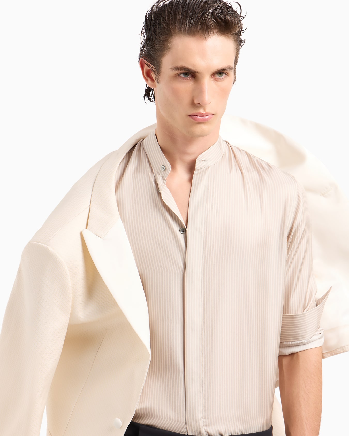 Silk shirt with jacquard stripes Diapositiva 5