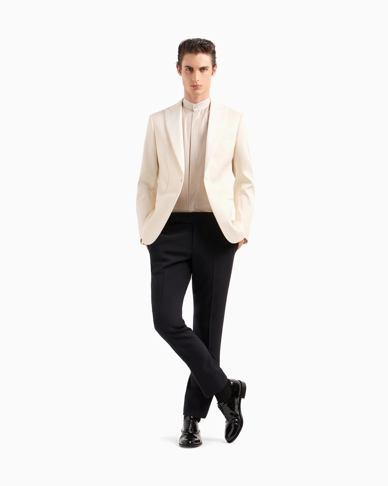 Silk shirt with jacquard stripes Diapositiva 1
