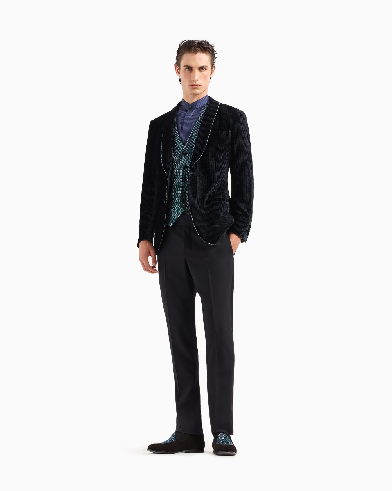 Silk shirt with jacquard stripes Diapositiva 1