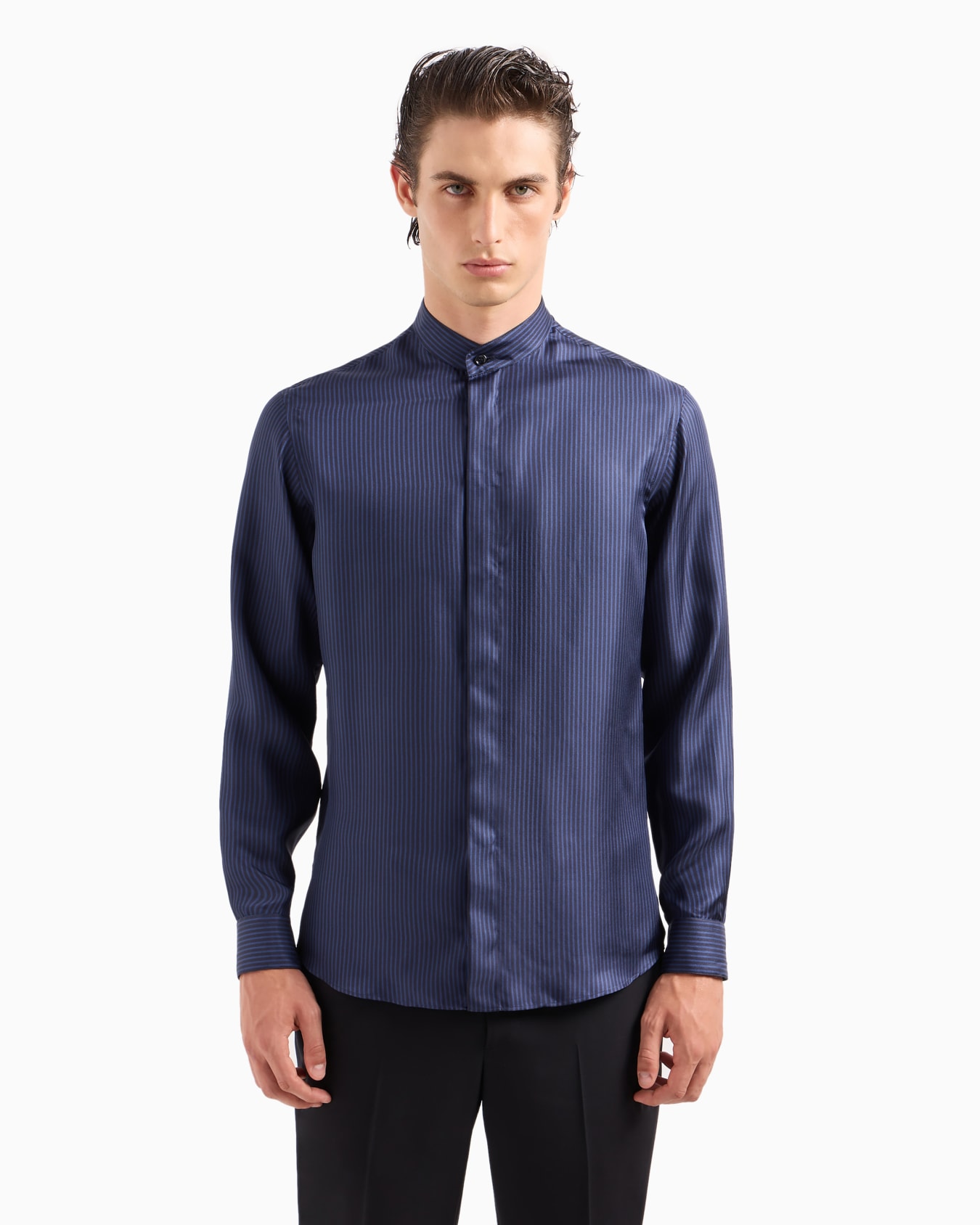 Silk shirt with jacquard stripes Diapositiva 3