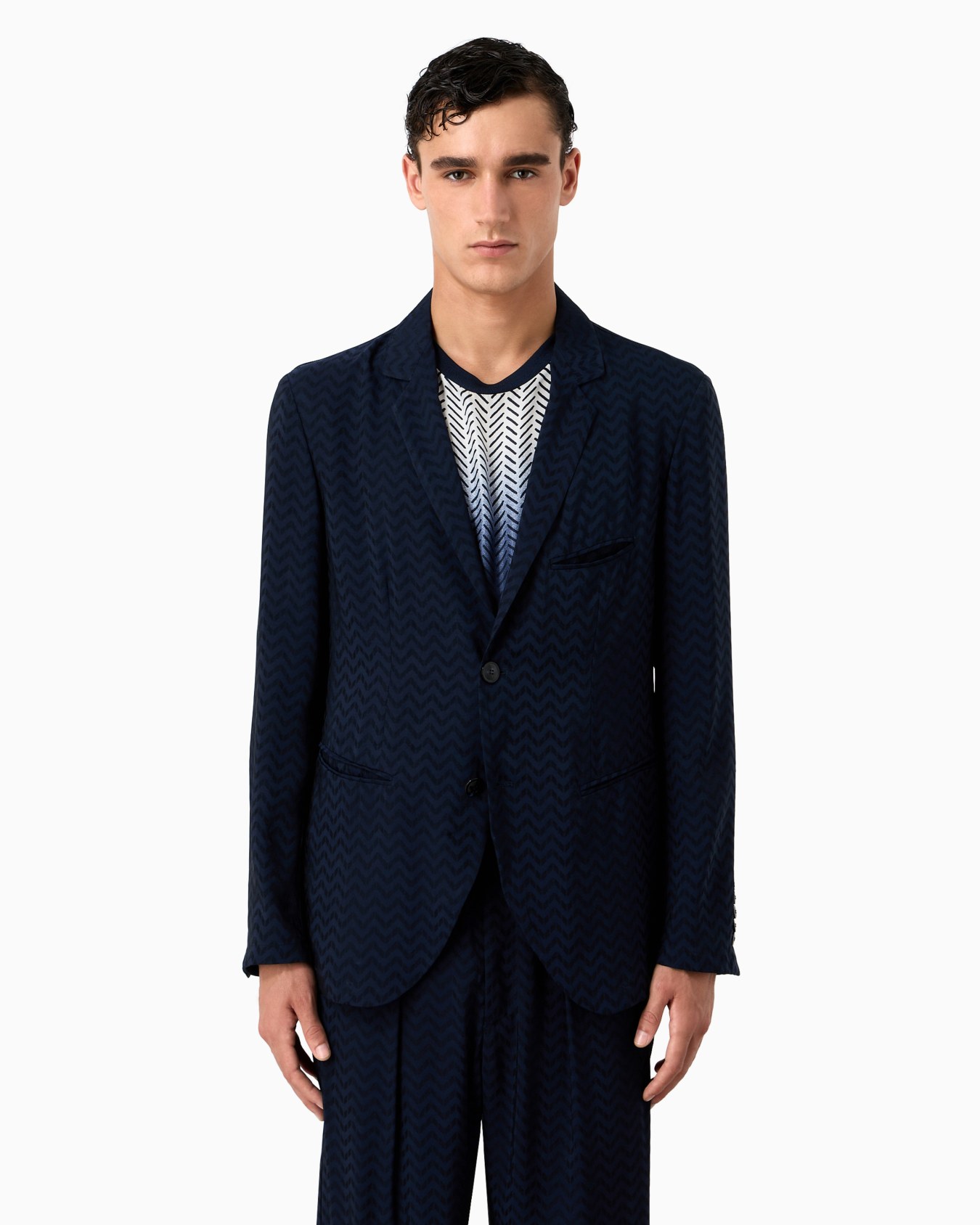 ASV jacquard viscose and cupro single-breasted jacket Slide 1