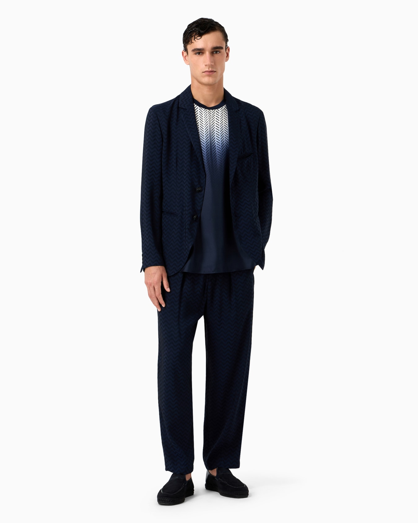 ASV jacquard viscose and cupro single-breasted jacket Slide 3