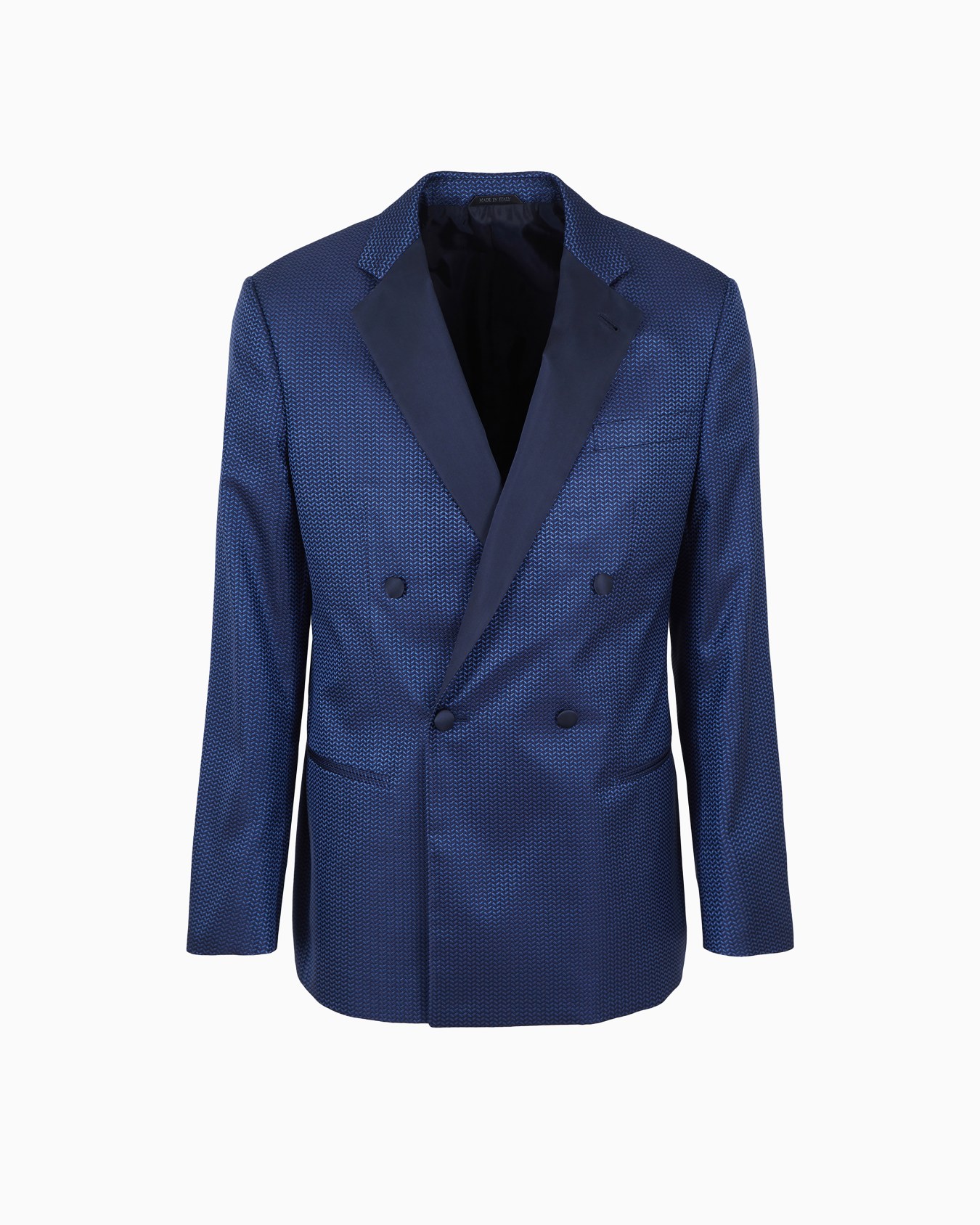 Soho line double-breasted tuxedo jacket in silk jacquard Diapositiva 0