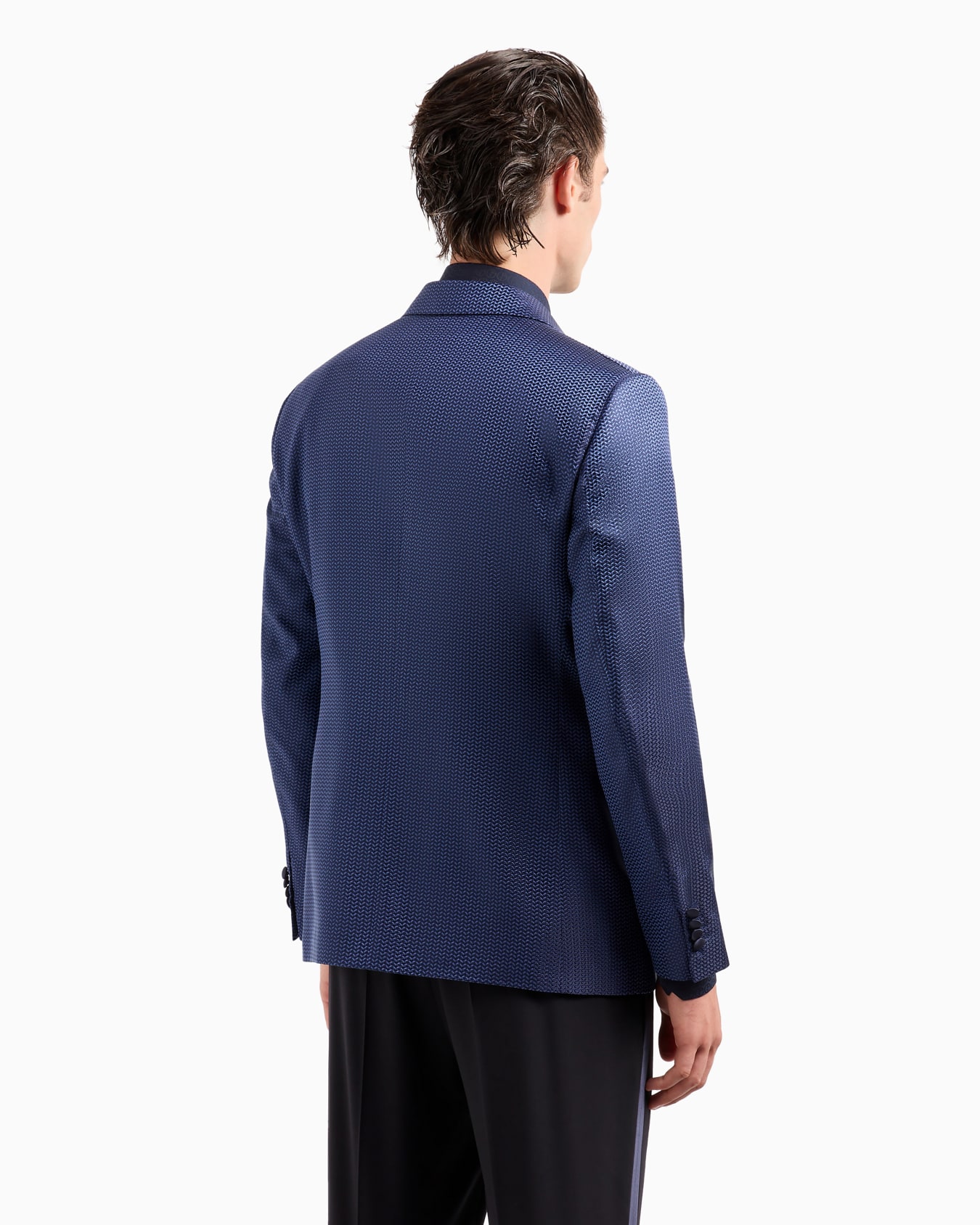 Soho line double-breasted tuxedo jacket in silk jacquard Diapositiva 2