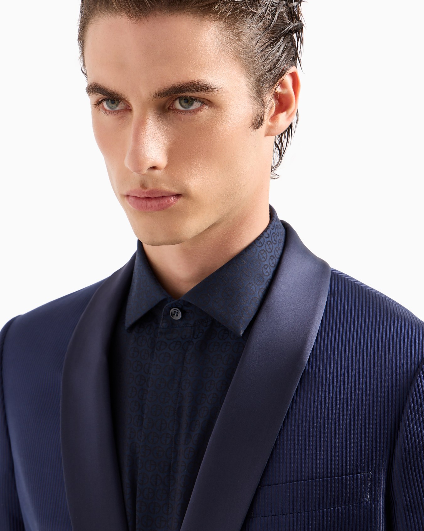 Soho line single-breasted tuxedo jacket in silk jacquard Diapositiva 4