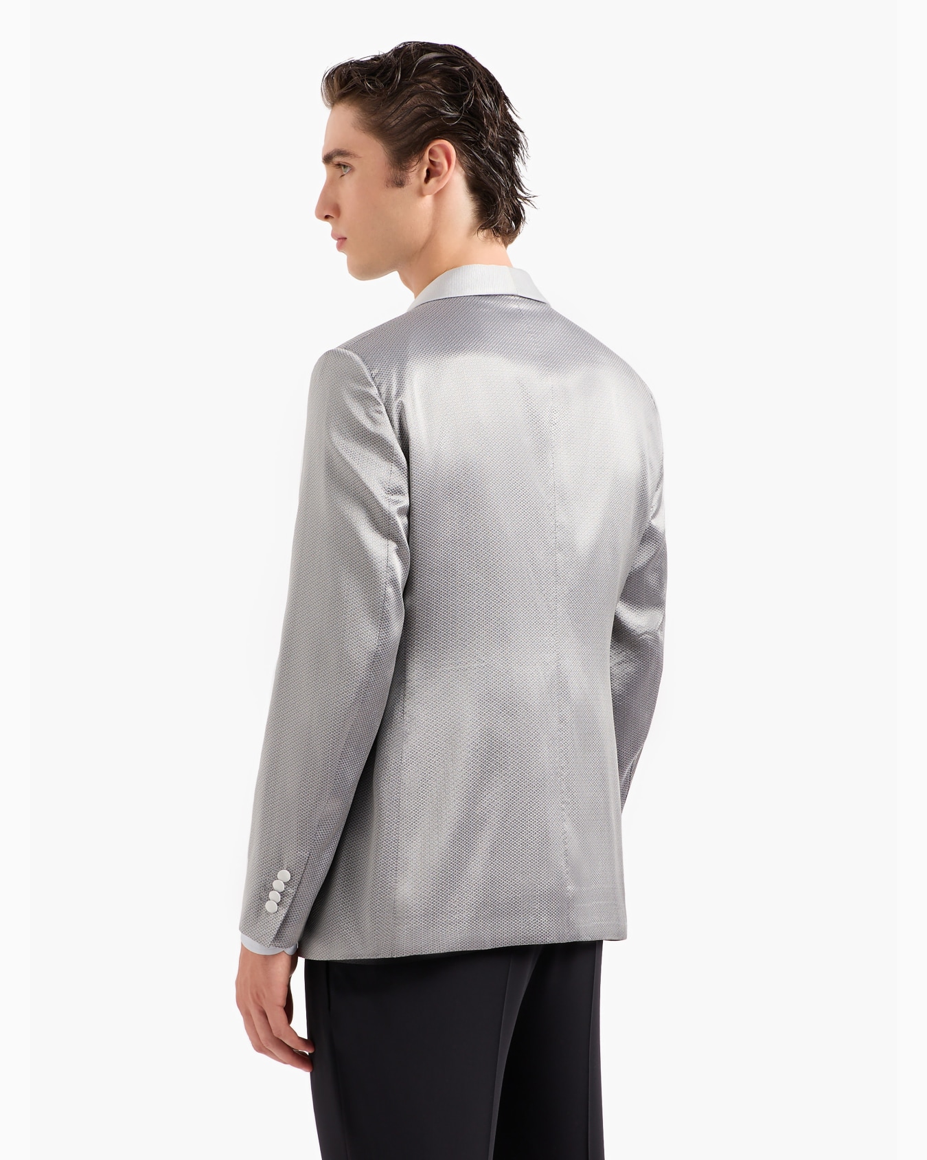 Soho line single-breasted tuxedo jacket in silk jacquard Slide 2