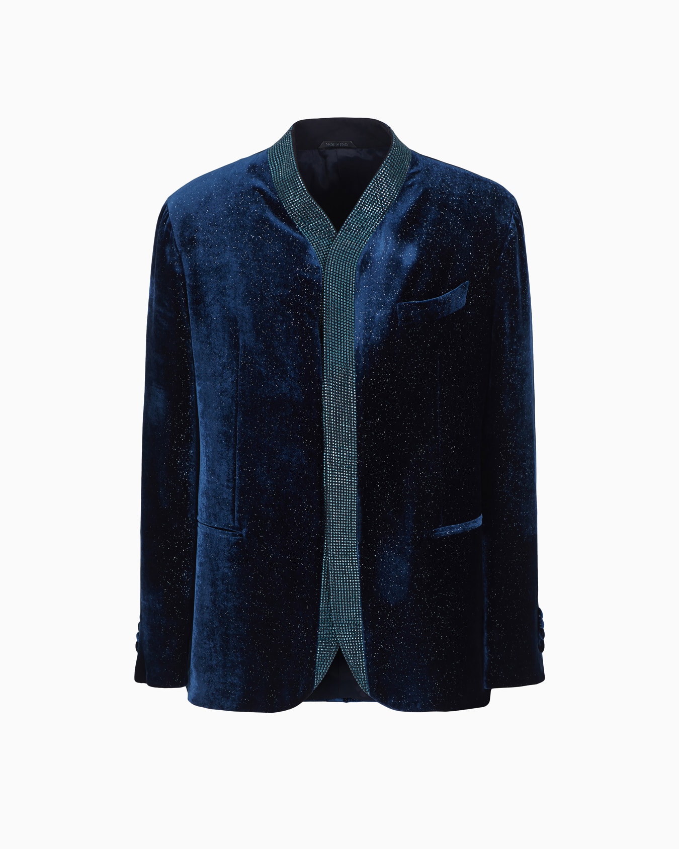 Upton line single-breasted jacket in rhinestoned velvet Slide 0