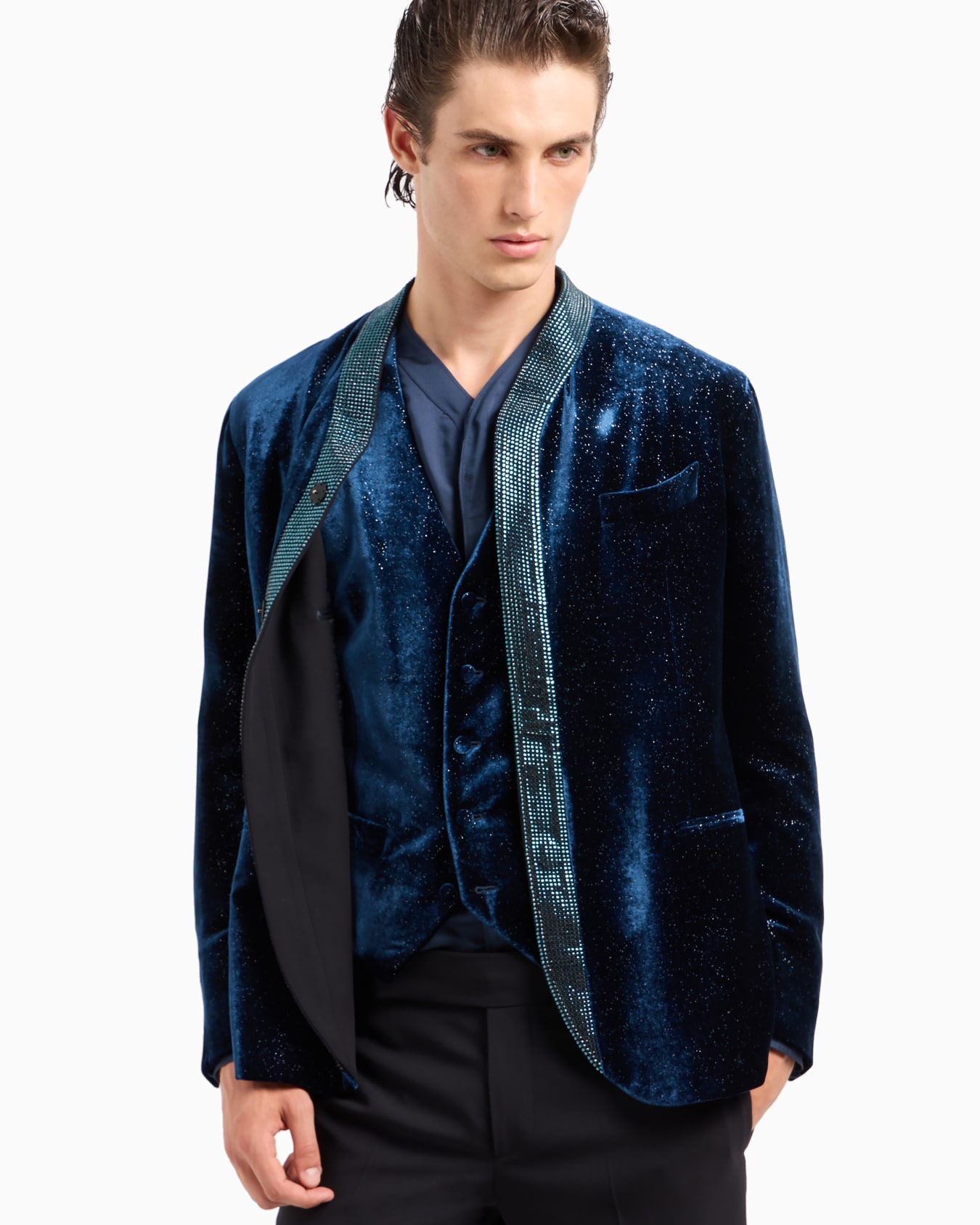 Single-breasted velvet and Lurex waistcoat Diapositiva 5