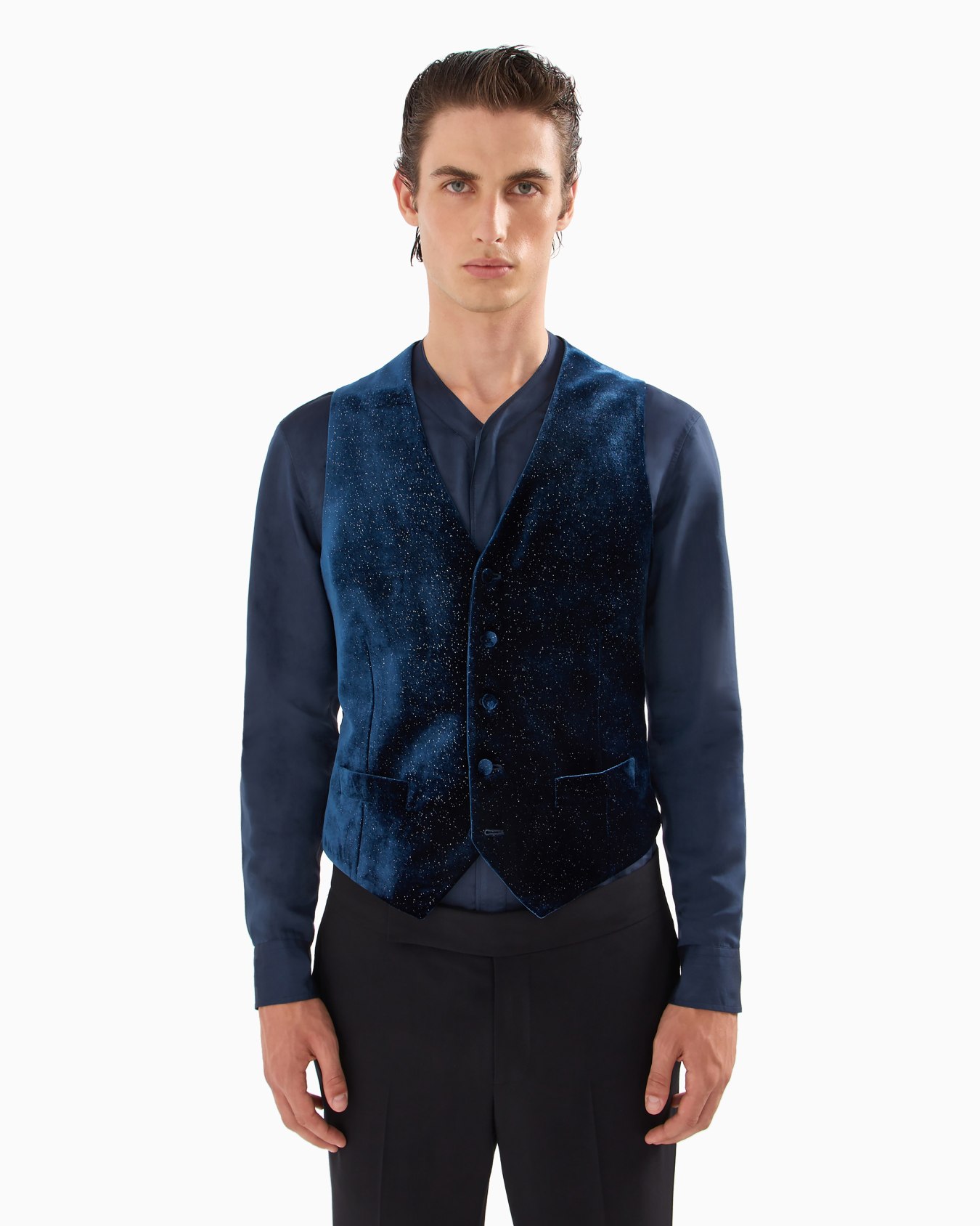 Single-breasted velvet and Lurex waistcoat Diapositiva 3