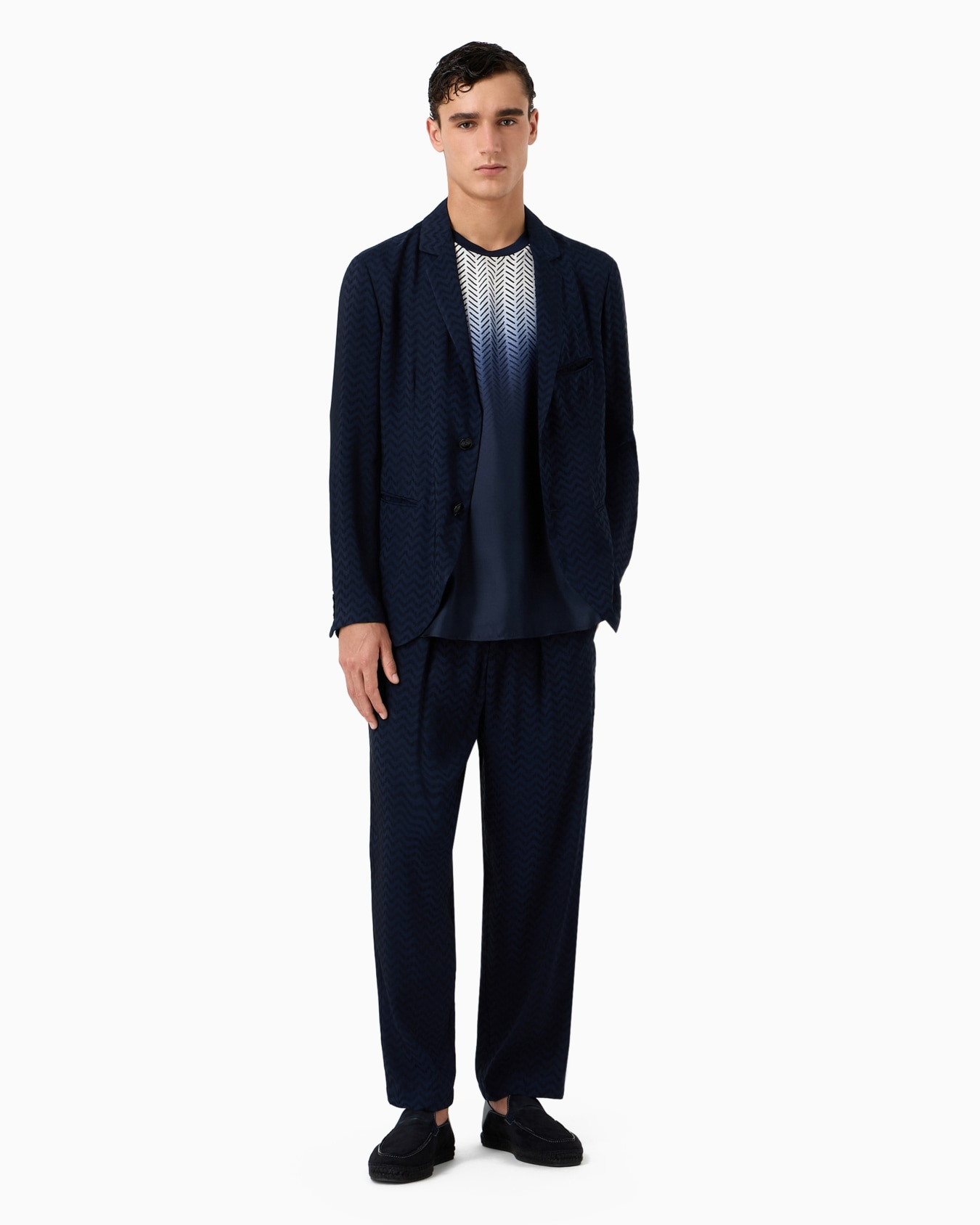 Cupro and viscose jacquard one-dart trousers Slide 4